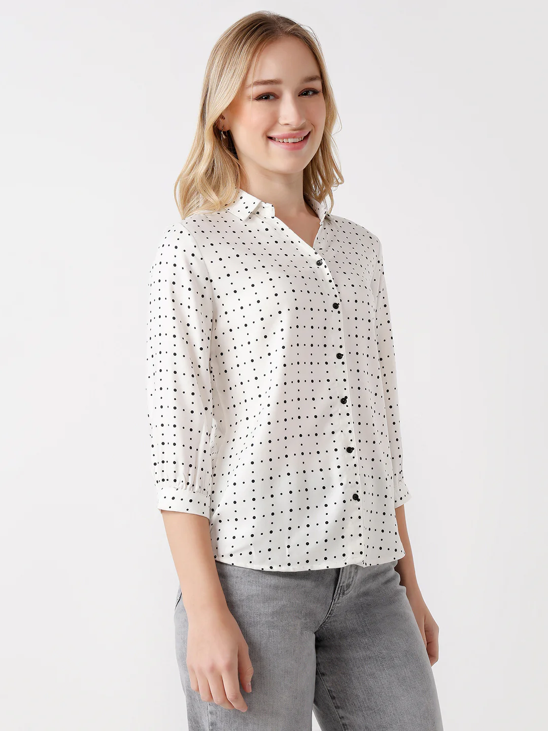 Women Off White Print Shirt - Image 4
