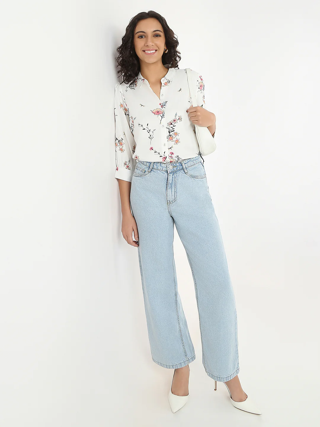 Women Off White Printed Shirt