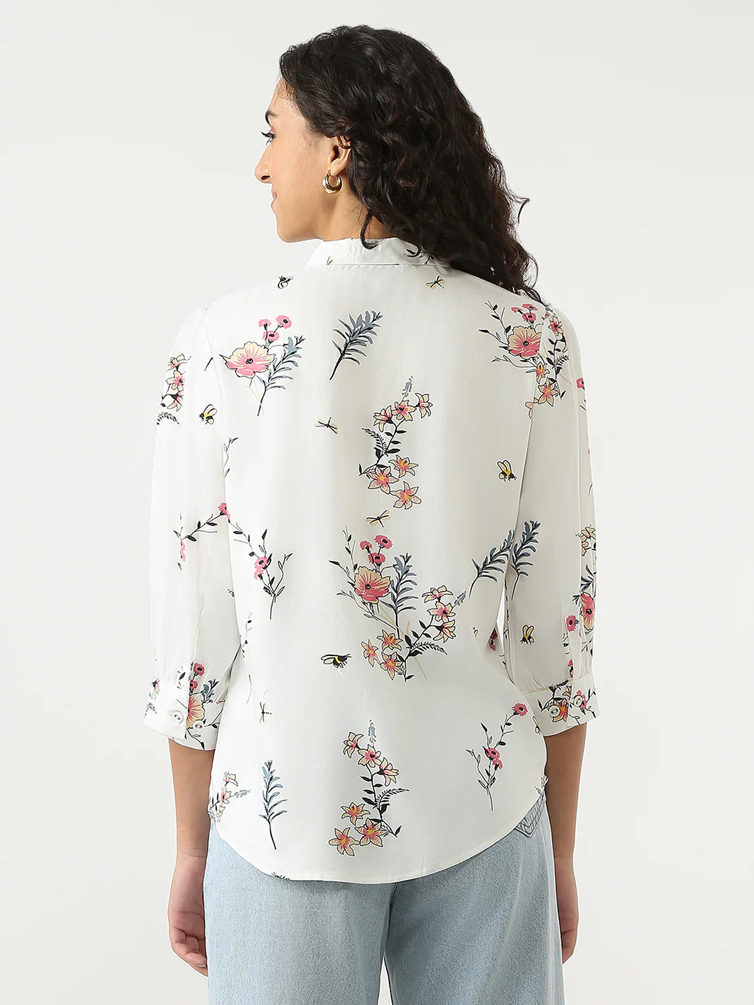 Women Off White Printed Shirt - Image 3