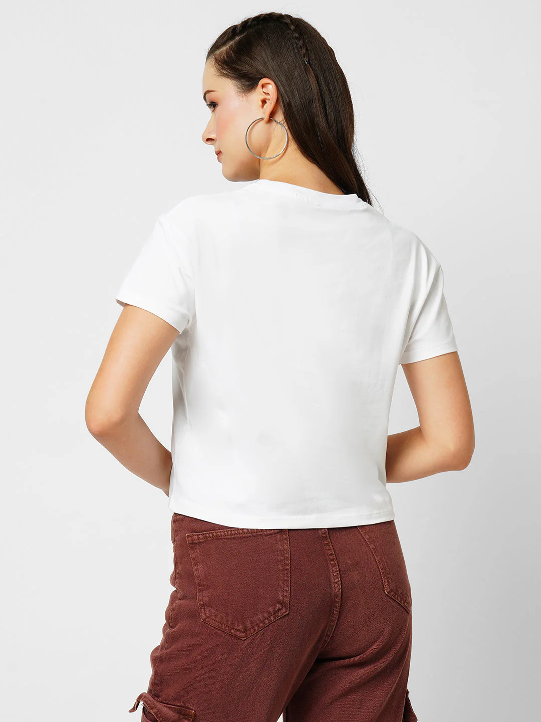 Women Off White Printed Slim T-Shirt - Image 3