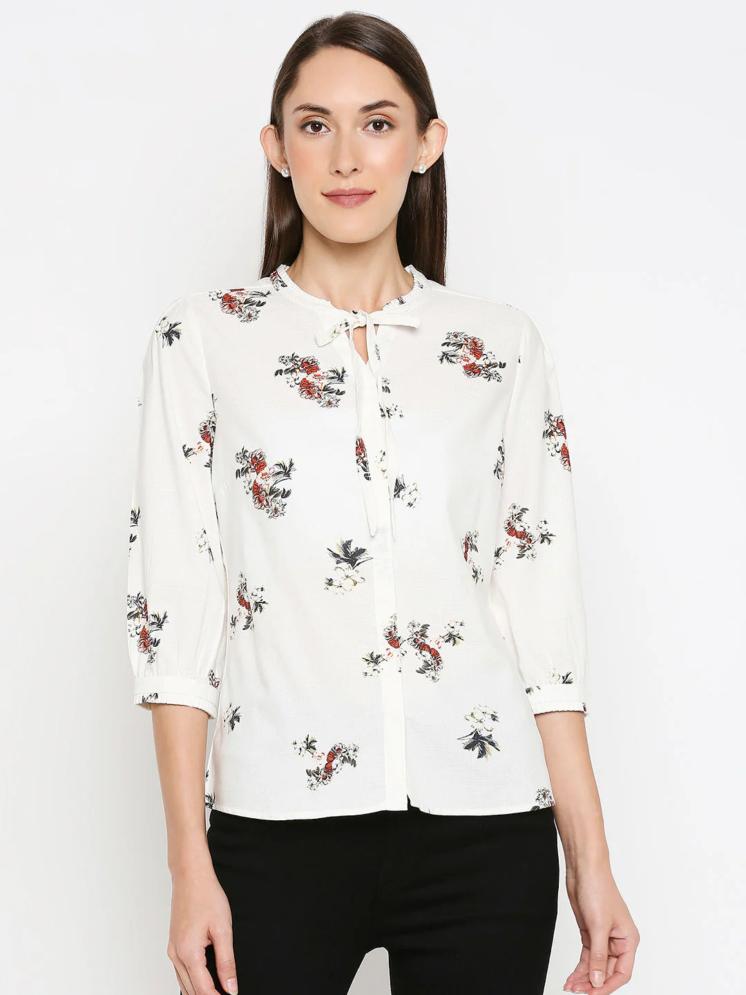 Women Off White Printed Top - Image 2