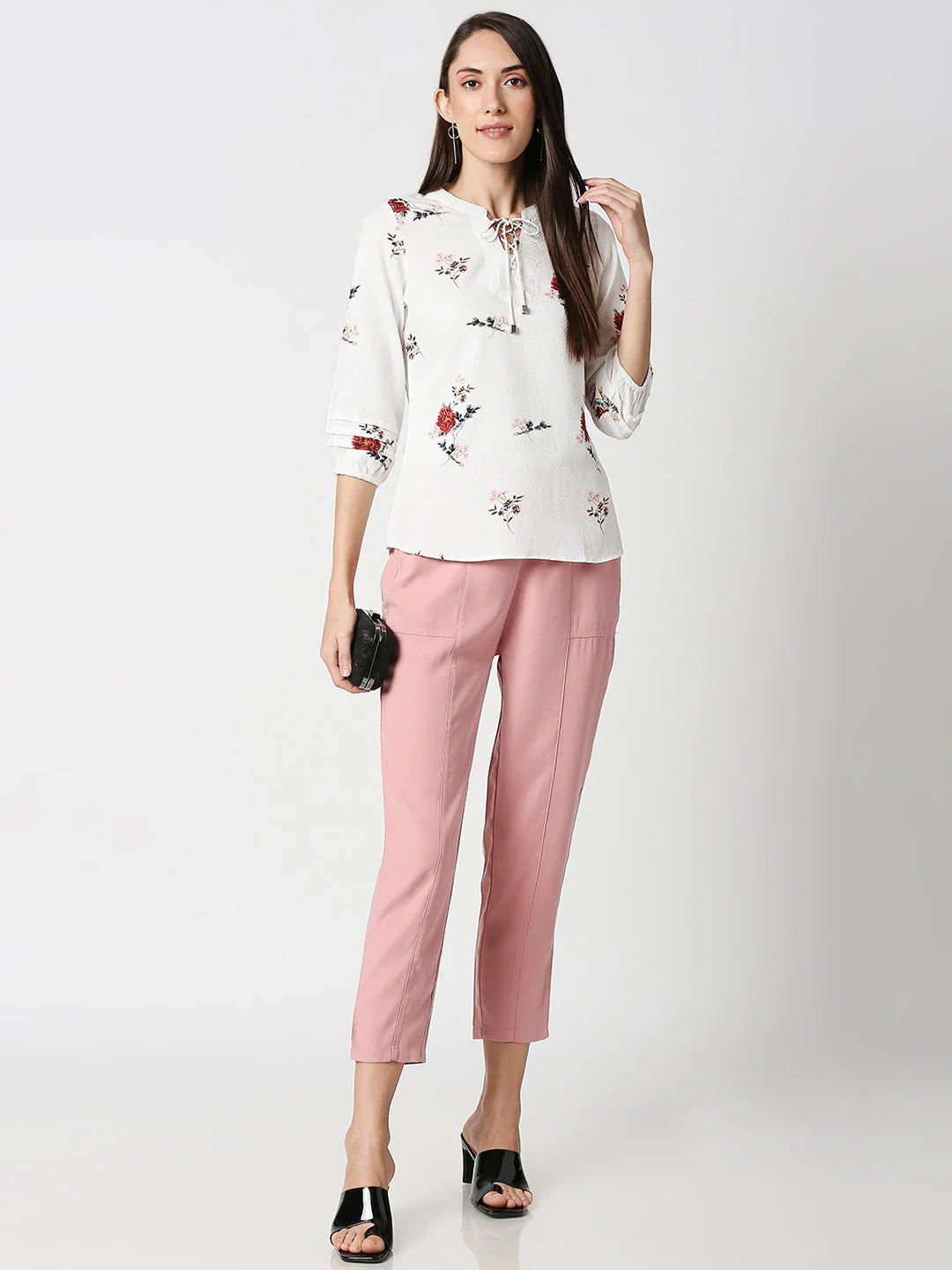 Women Off White Printed Top