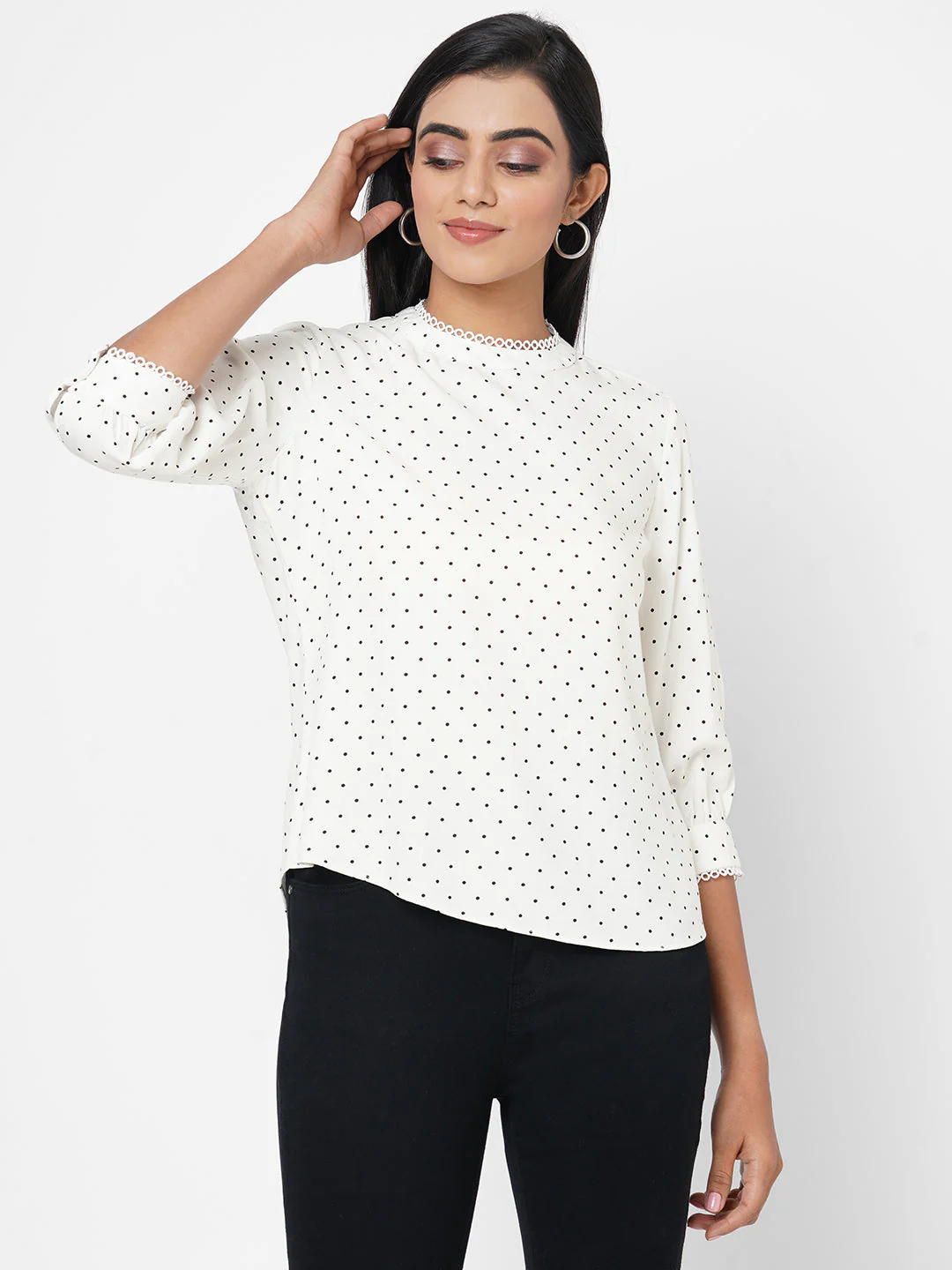Women Off White Printed Top