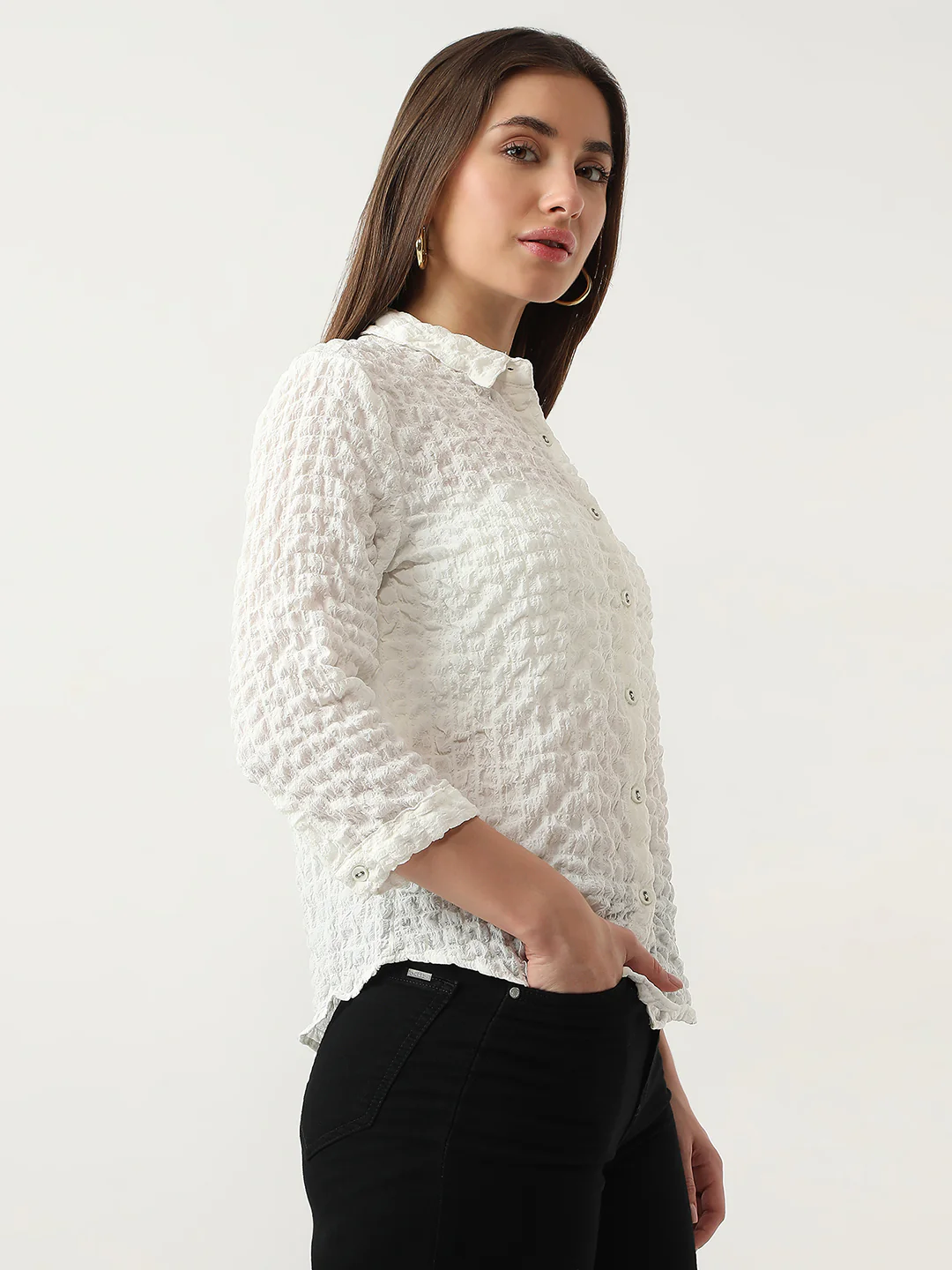Women Off White Shirt - Image 4