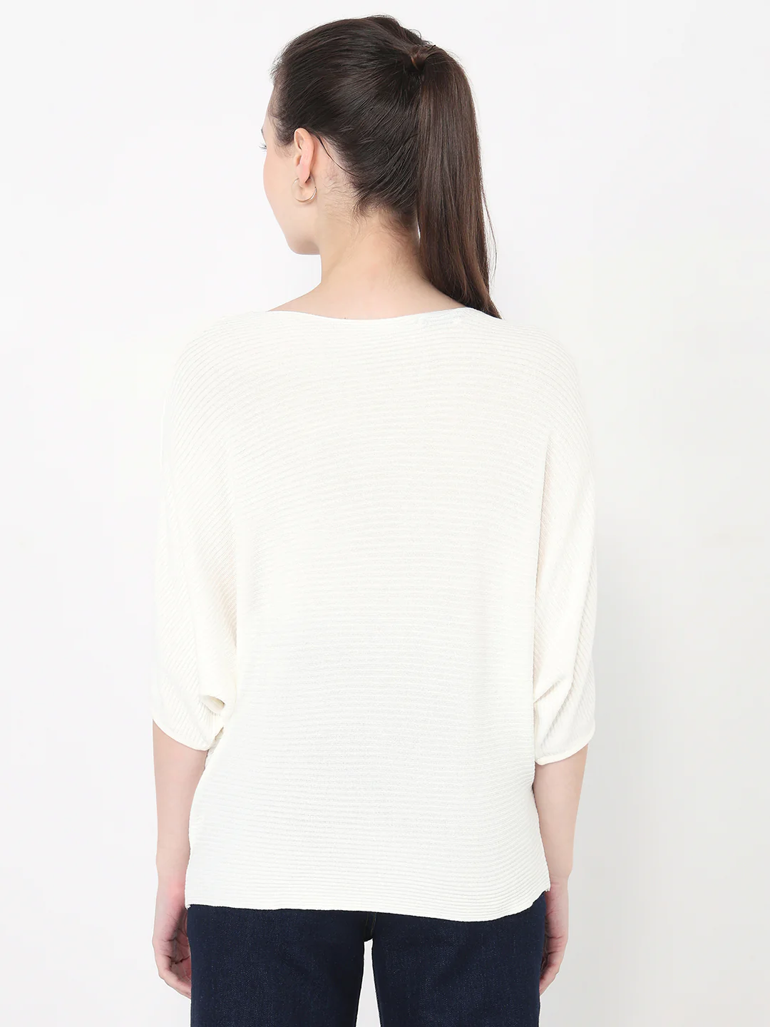 Women Off White Slim Batsleeve Top - Image 3