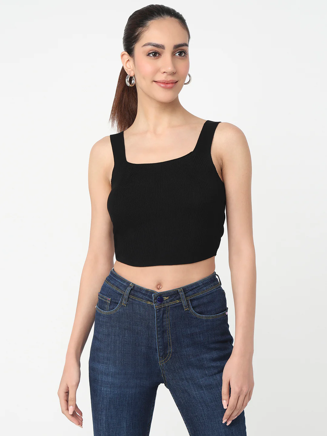 Women Off White Slim Cami Top - Image 2