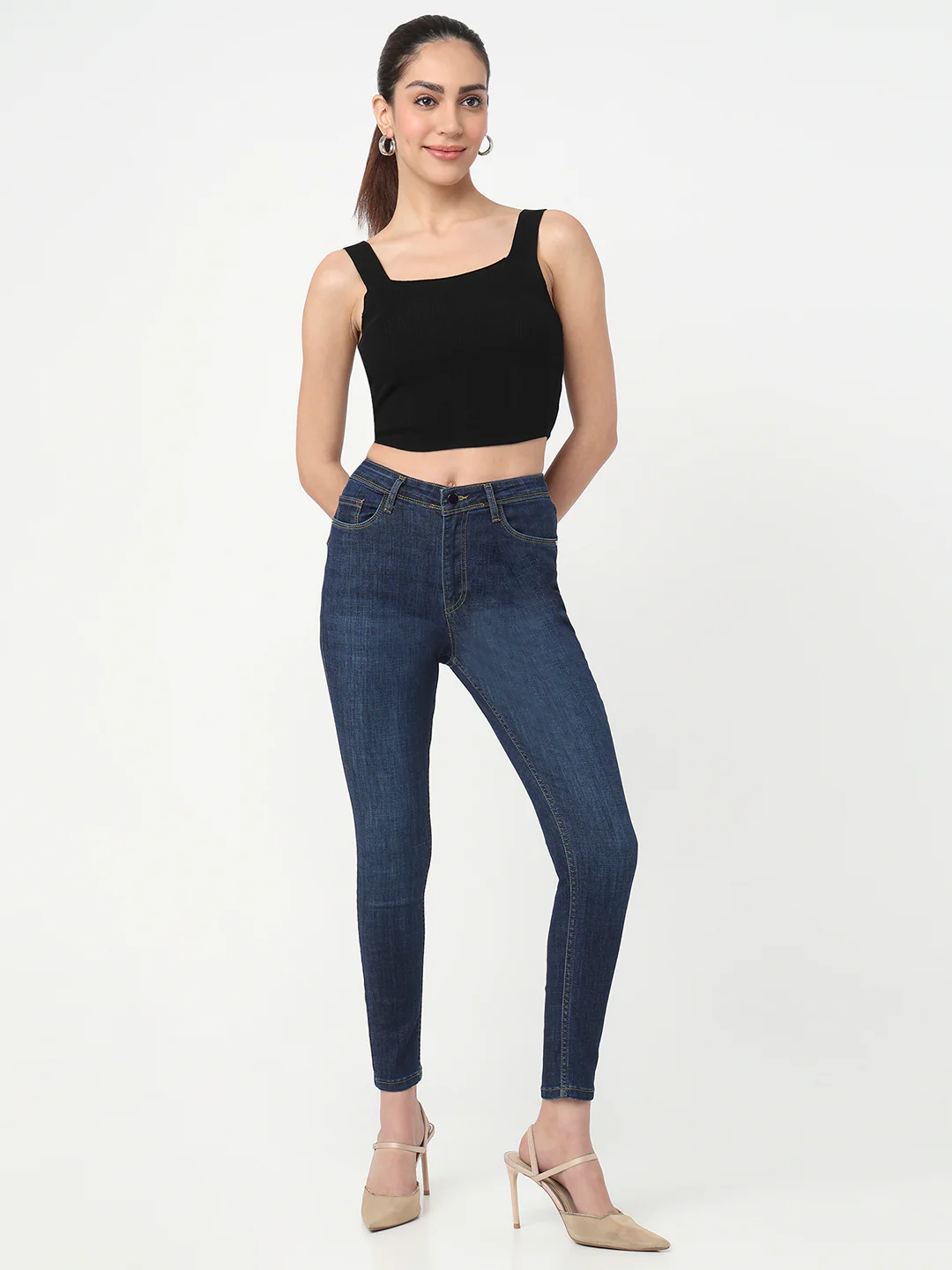 Women Off White Slim Cami Top - Image 4