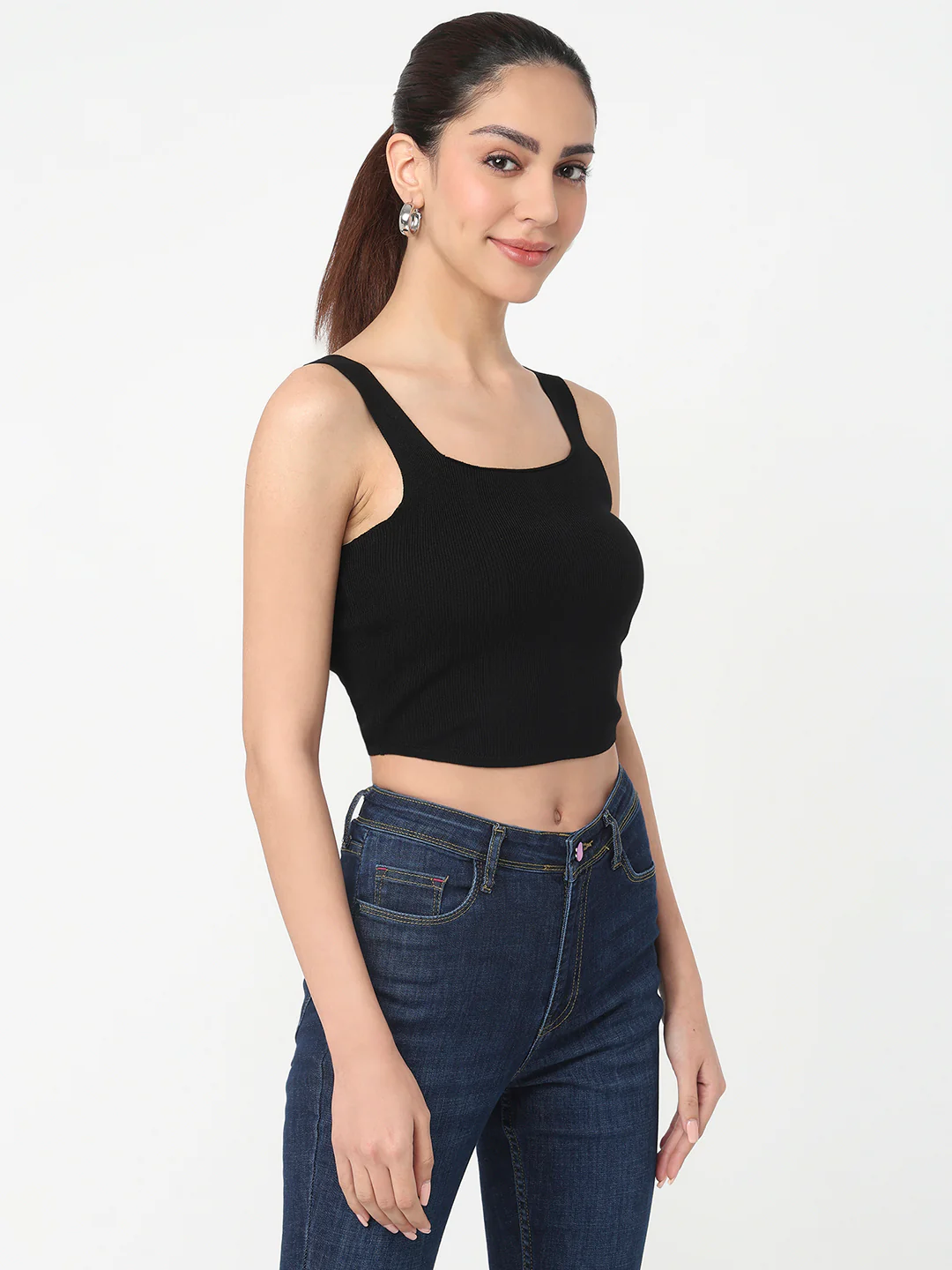 Women Off White Slim Cami Top - Image 5