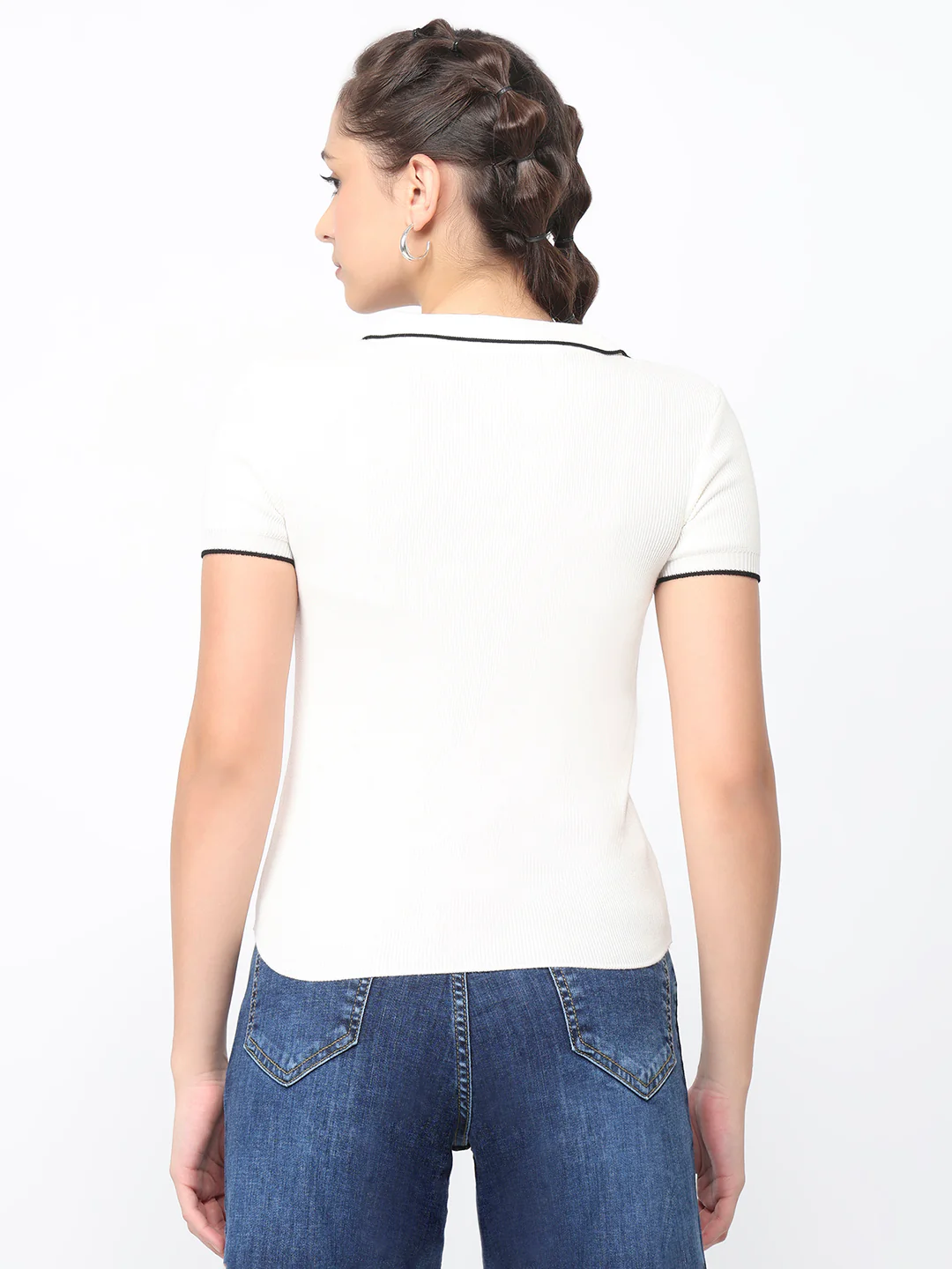 Women Off White Slim Fit Flat Knit - Image 3