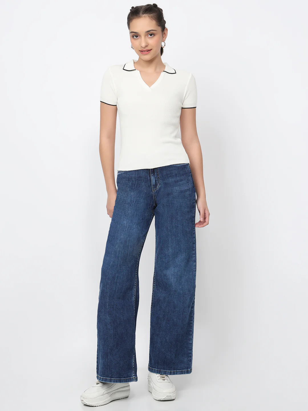 Women Off White Slim Fit Flat Knit - Image 4