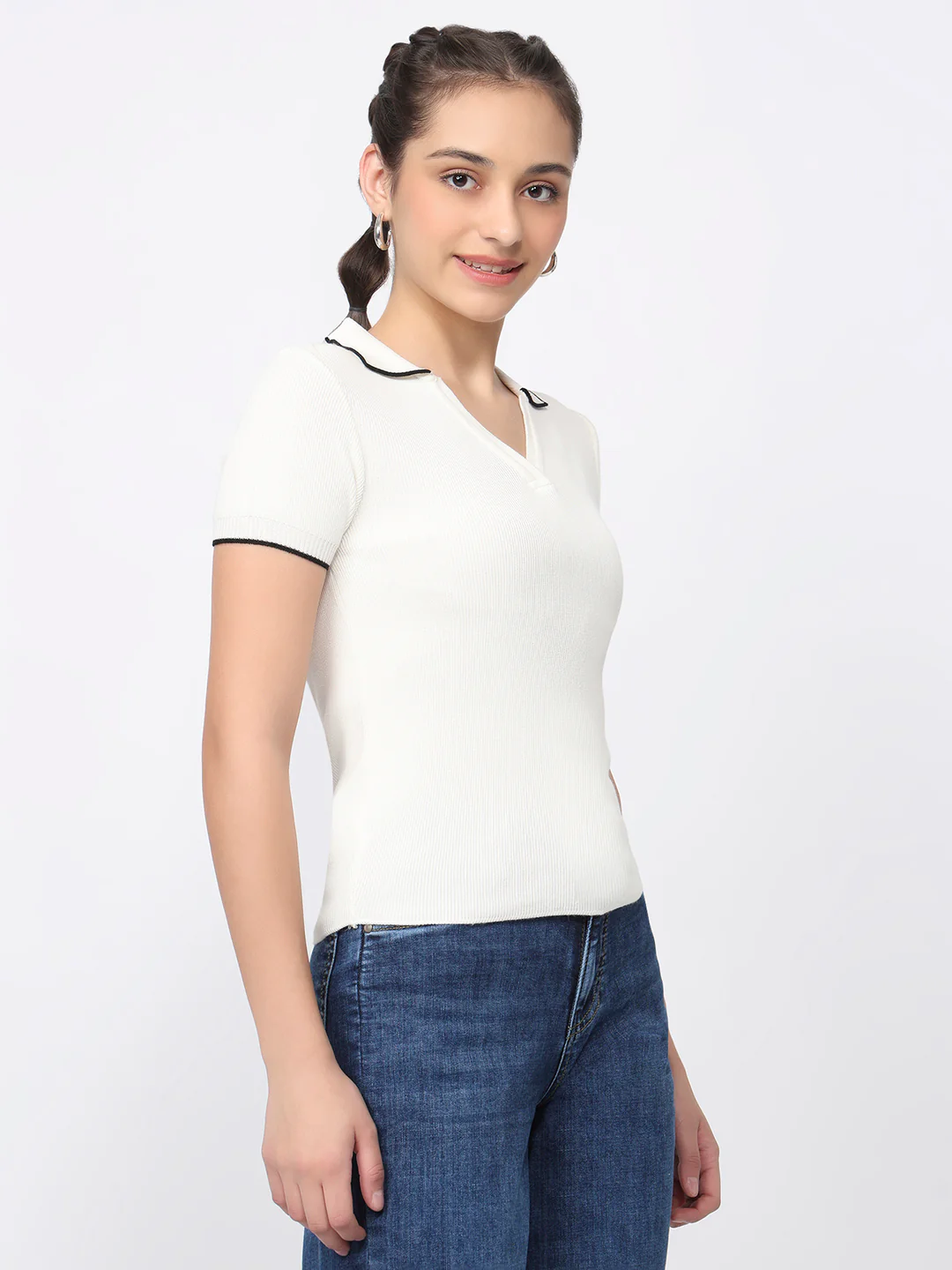 Women Off White Slim Fit Flat Knit - Image 5