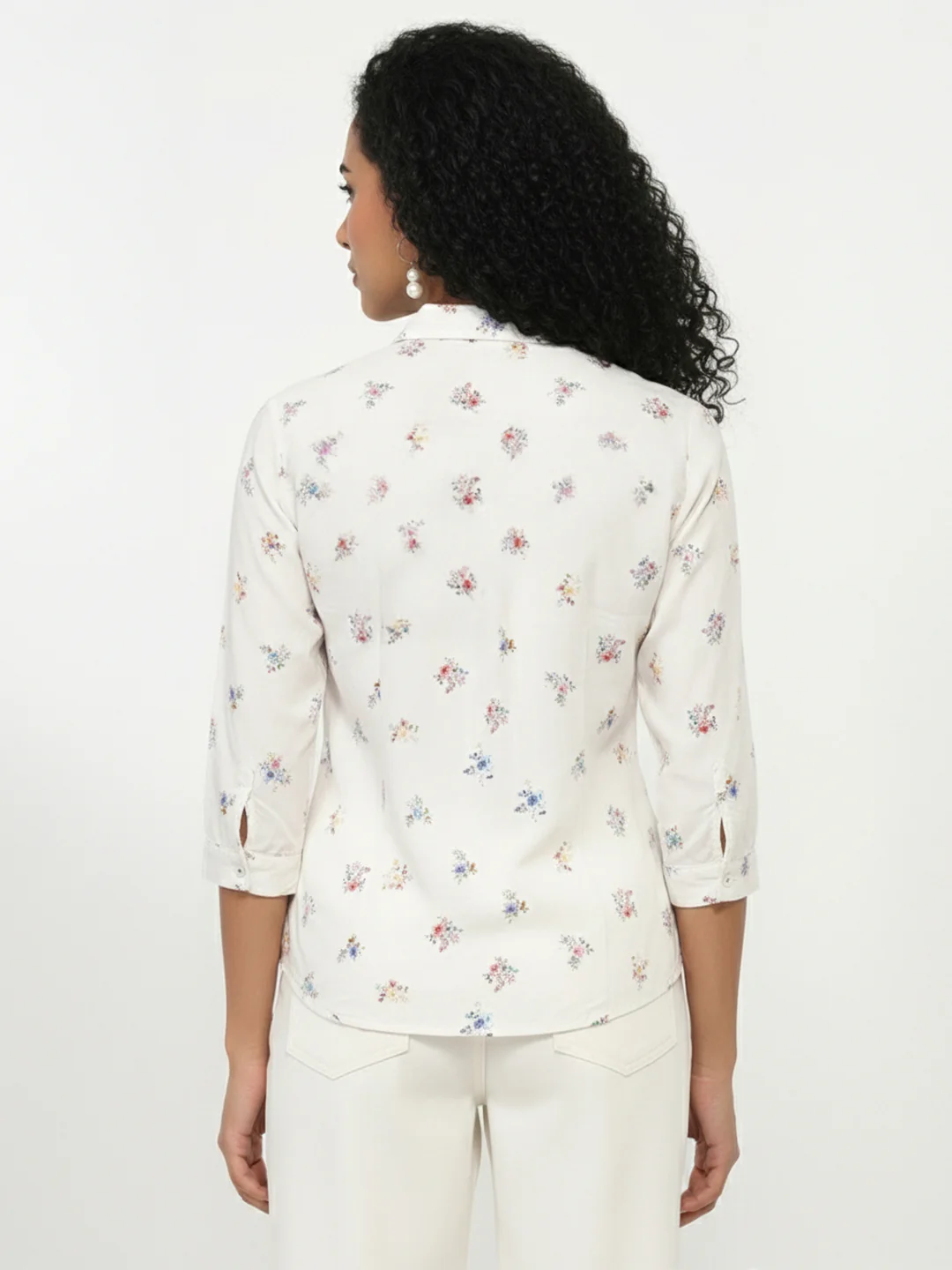 Women Off White Slim Fit Shirt - Image 3