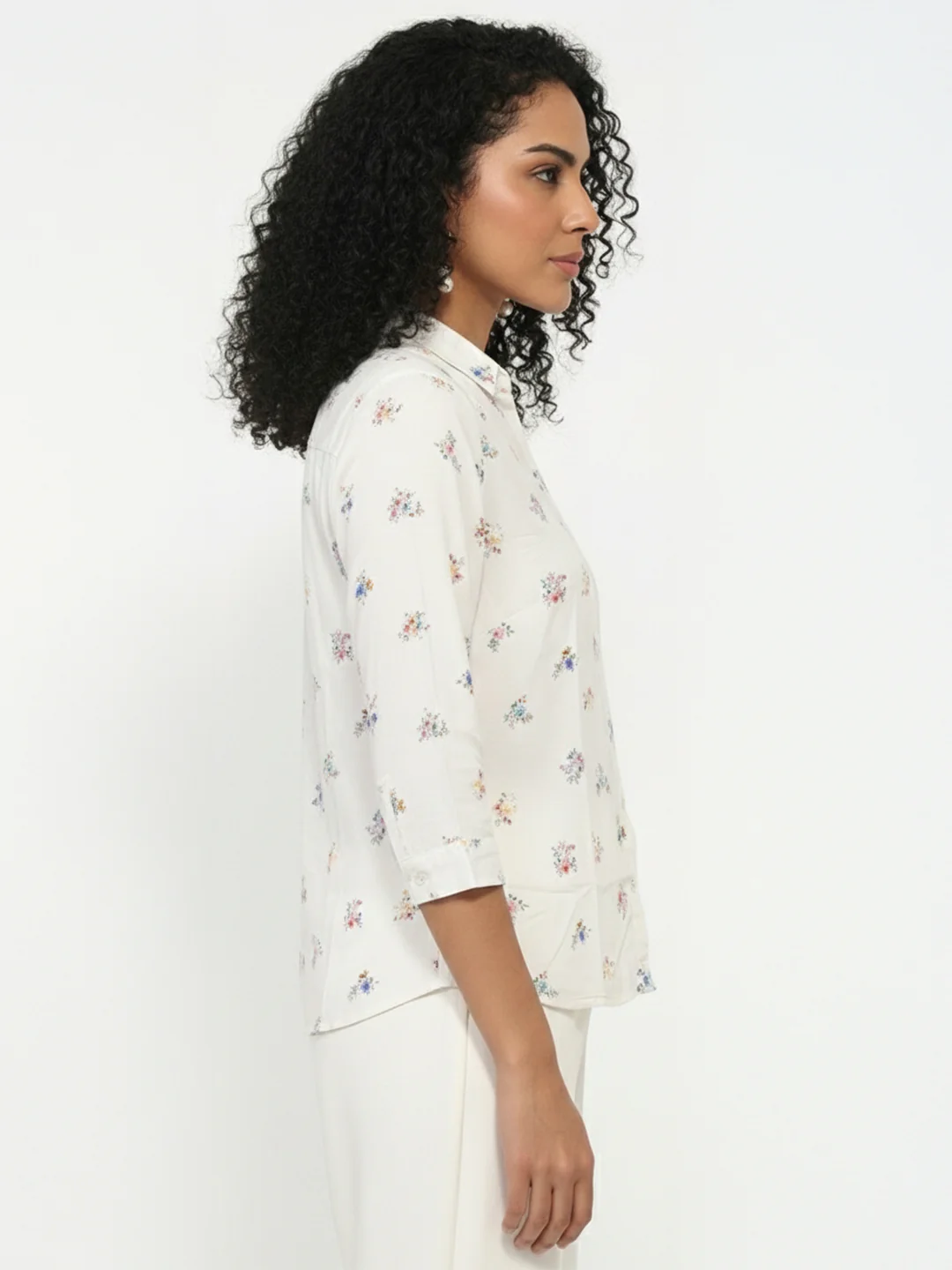 Women Off White Slim Fit Shirt - Image 4