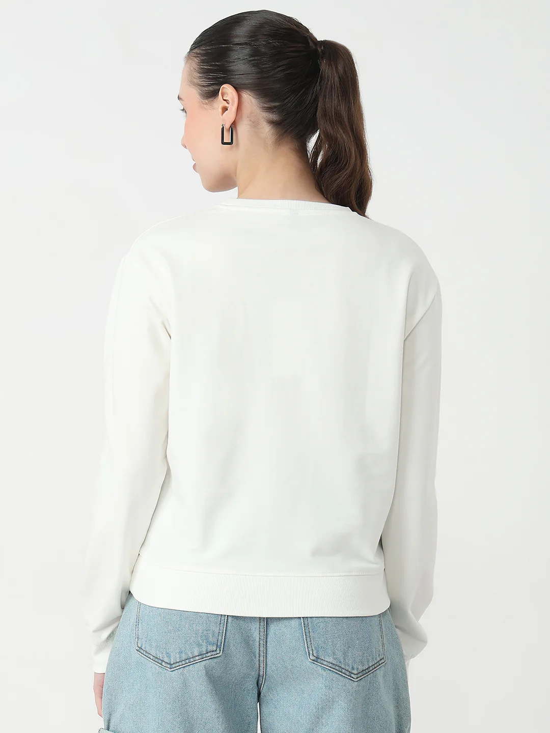Women Off White Slim Fit Sweatshirt - Image 3