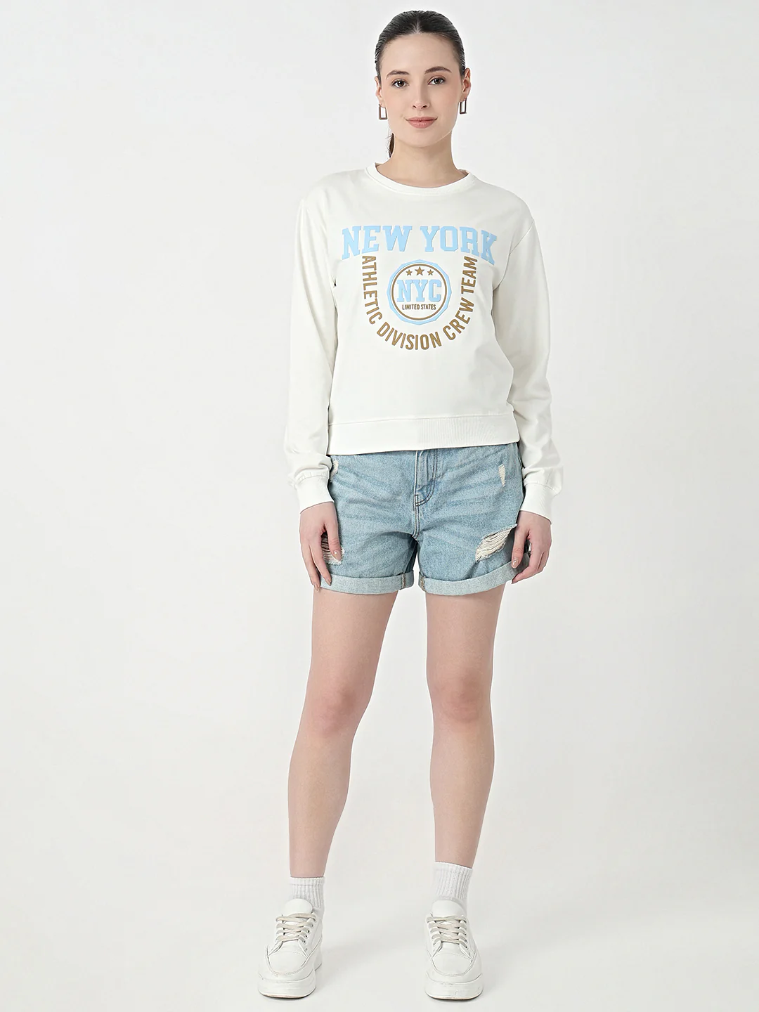 Women Off White Slim Fit Sweatshirt - Image 4