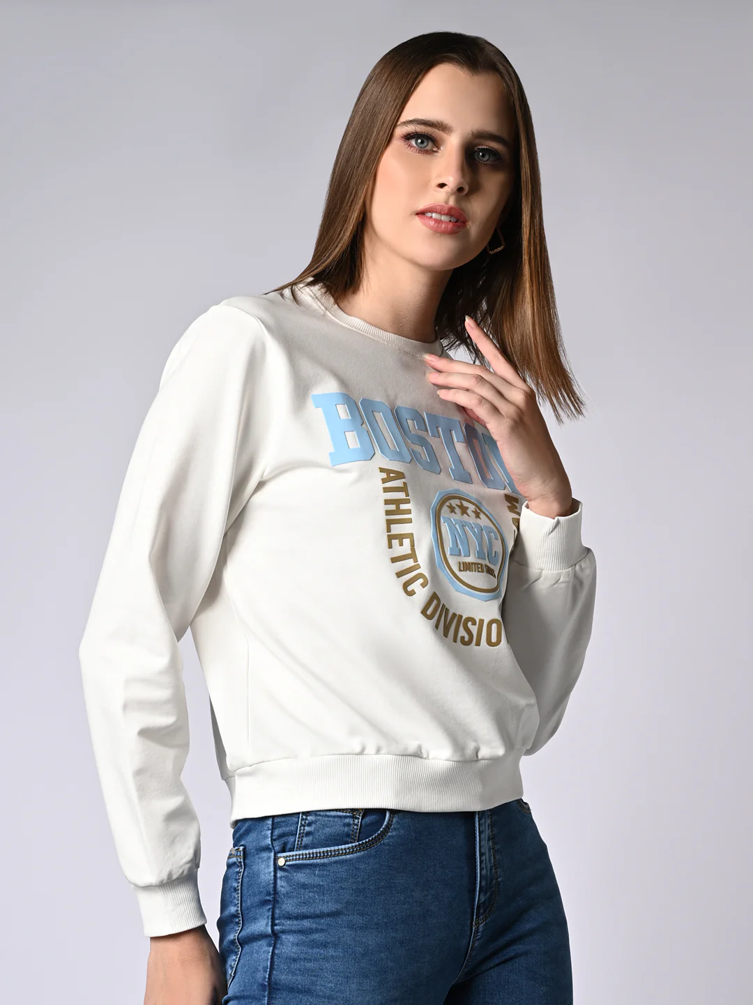 Women Off White Slim Fit Sweatshirt - Image 4