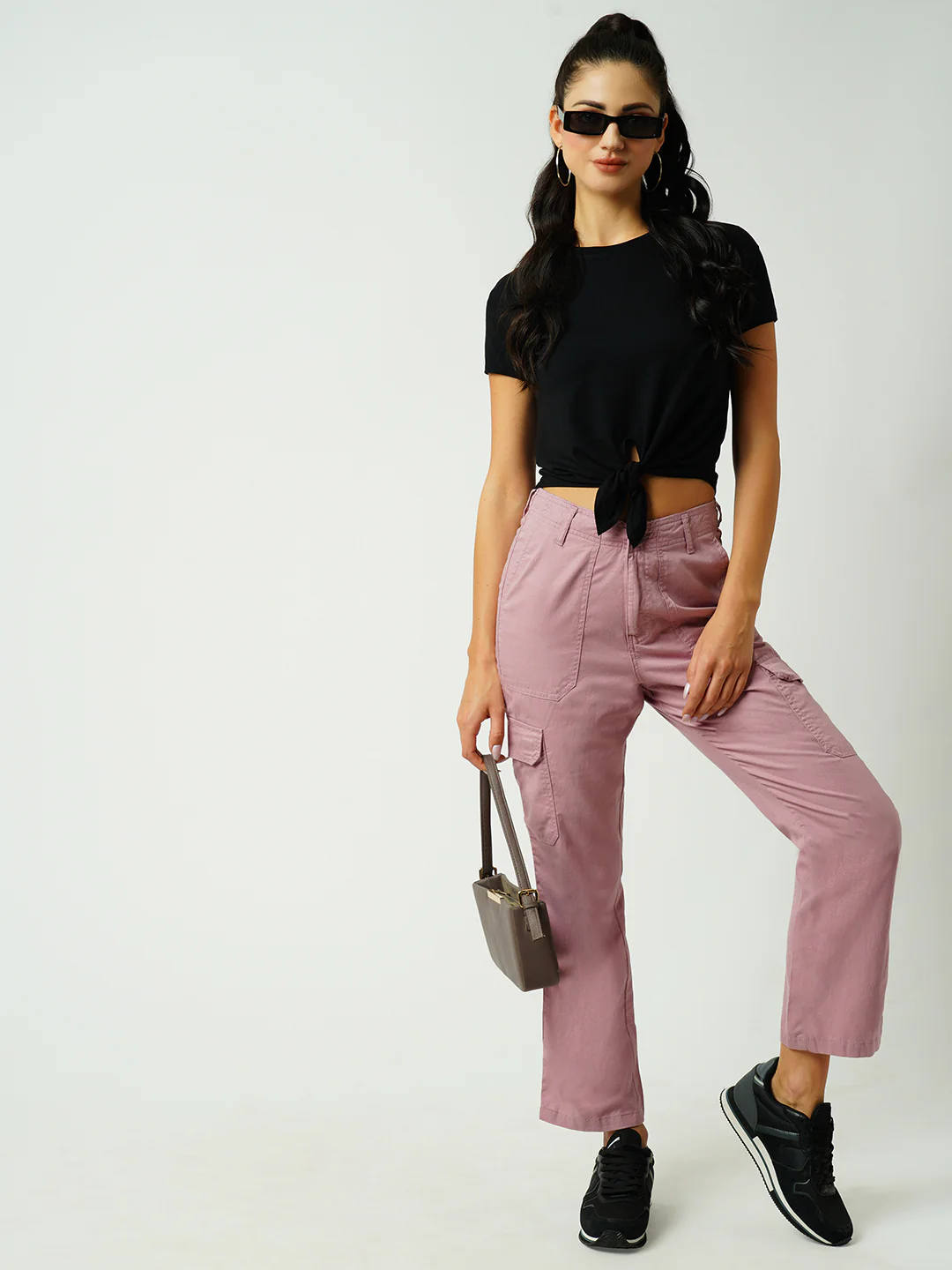 Women Old Rose Mid-Rise Cargo - Image 2