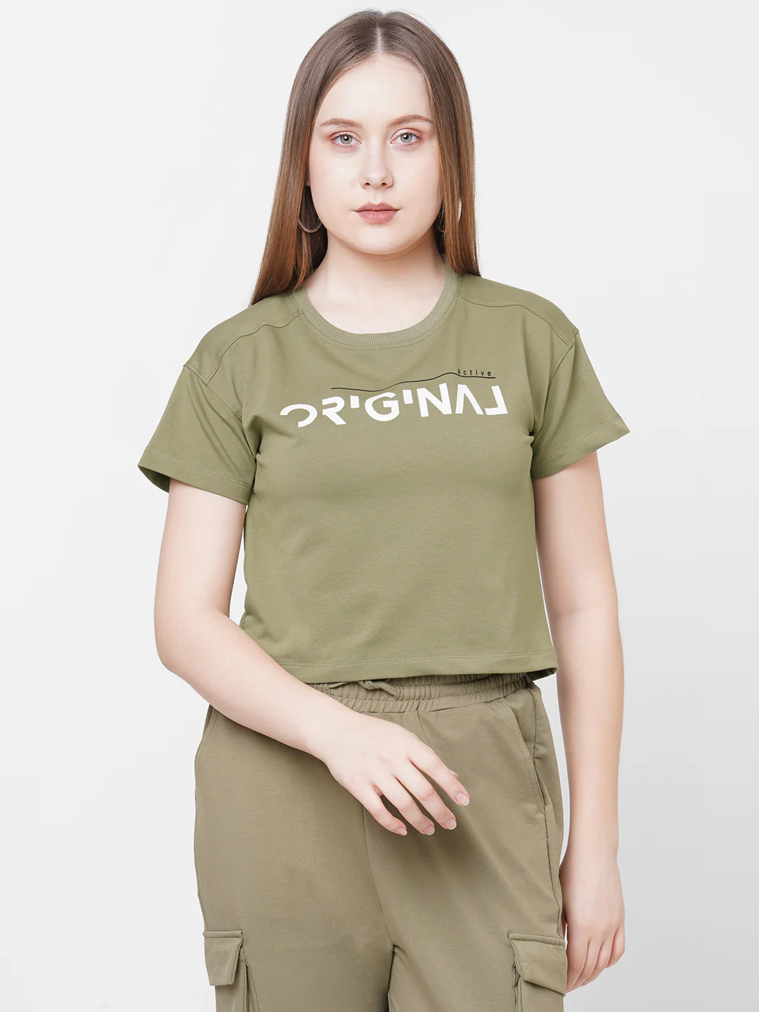 Women Olive Athleisure Top - Image 2
