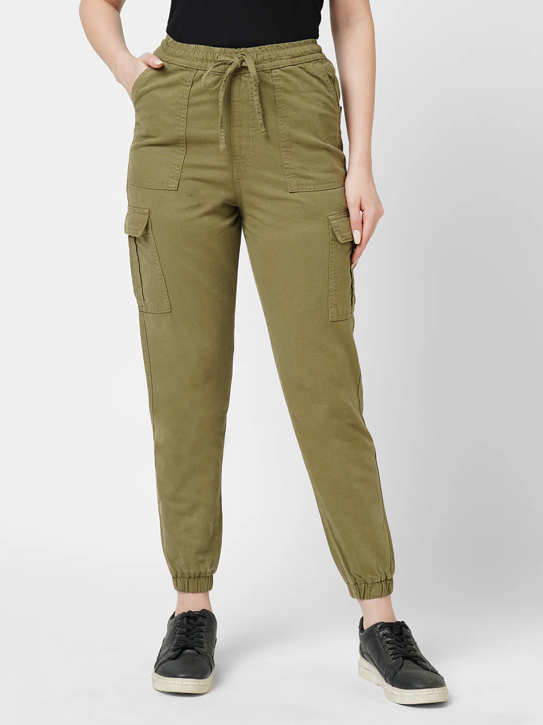 Women Olive Cargo Jogger - Image 2