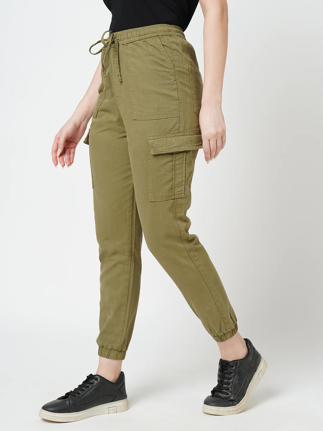 Women Olive Cargo Jogger - Image 6