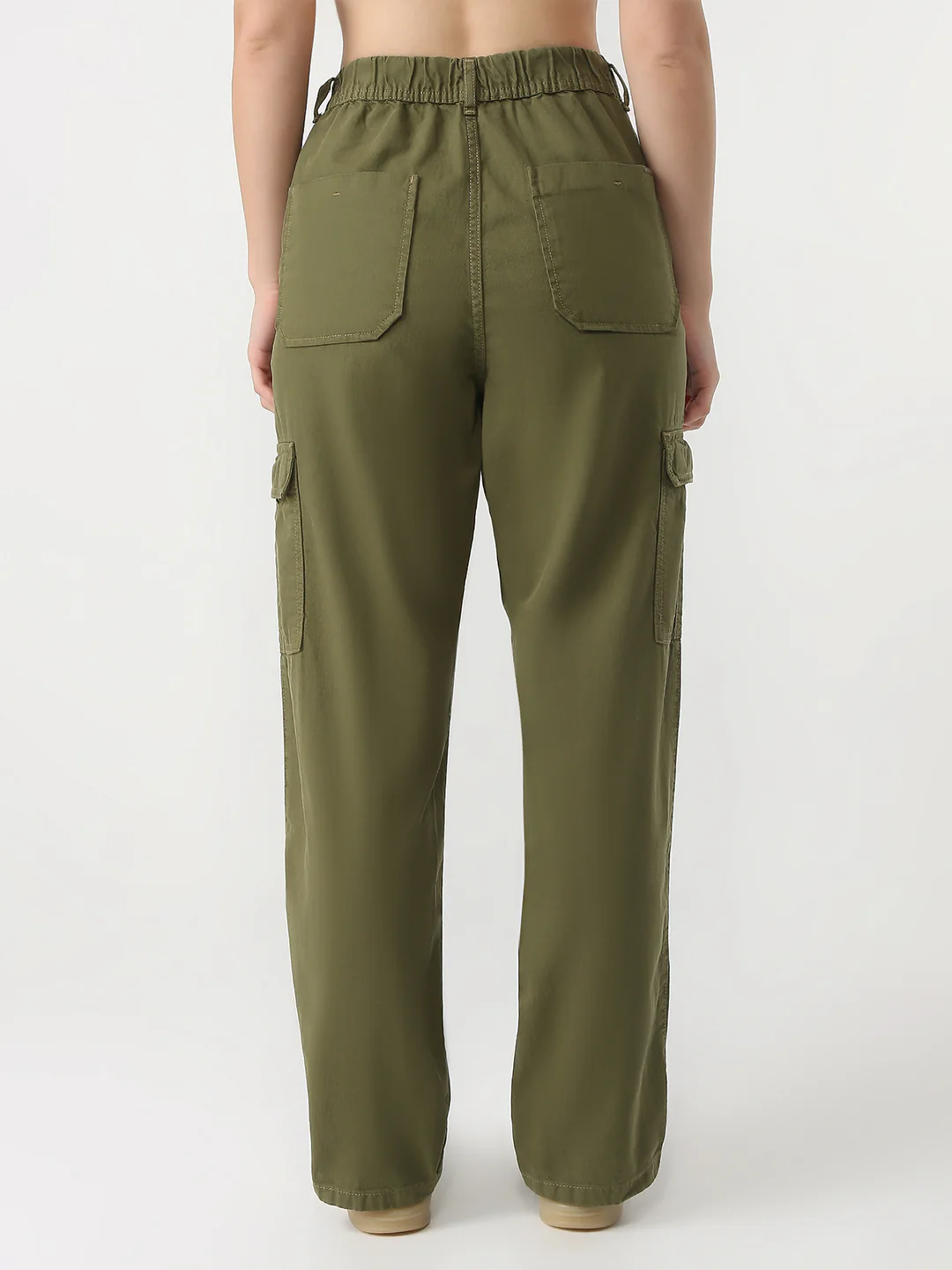 Women Olive High-Rise Cargo - Image 3