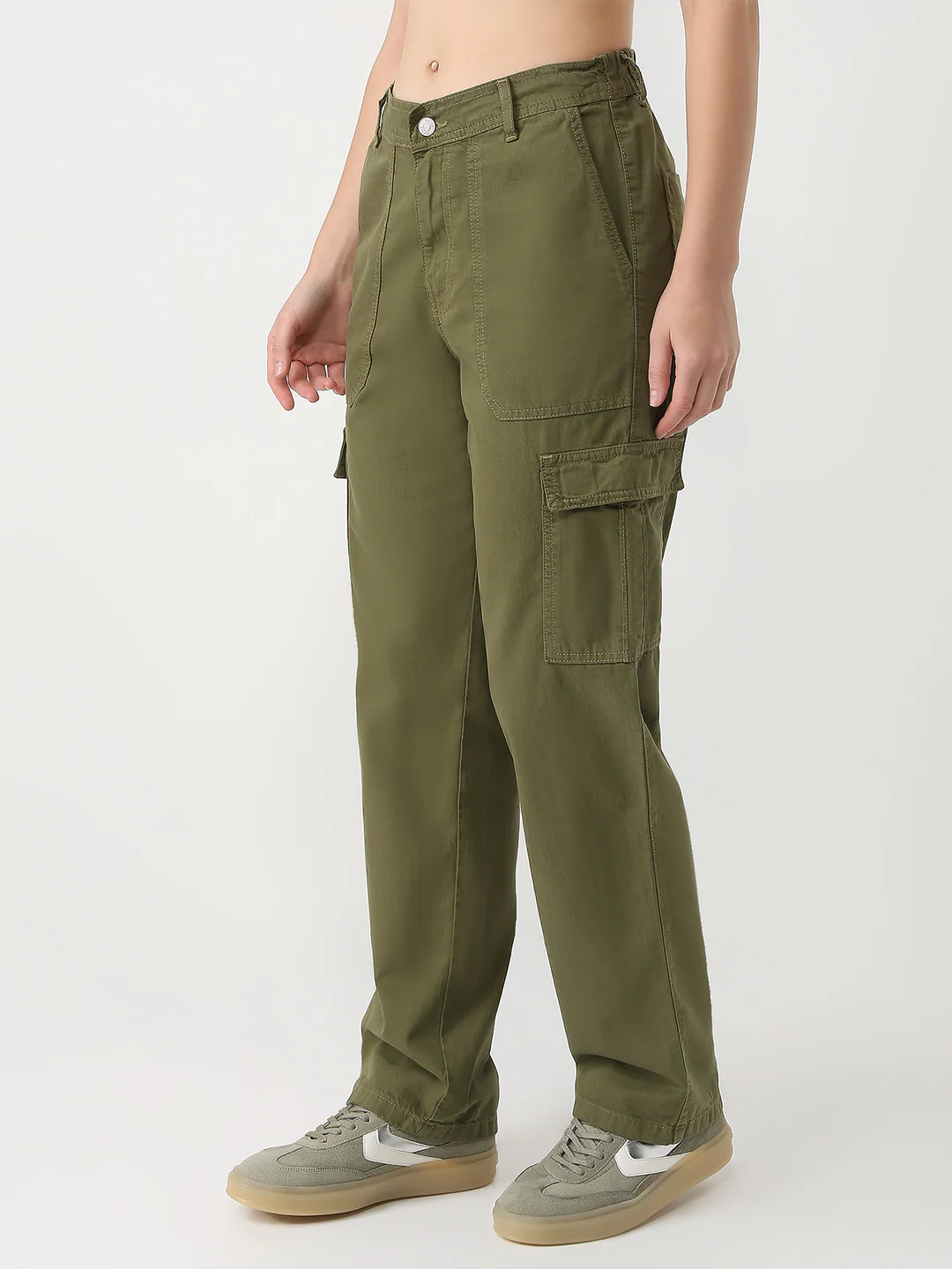 Women Olive High-Rise Cargo - Image 7