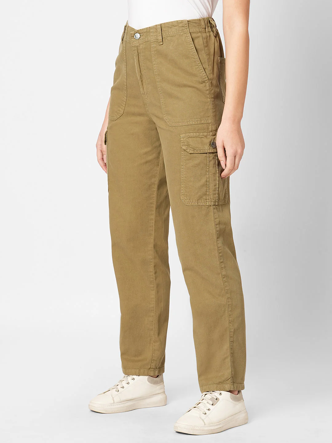 Women Olive High-Rise Cargo - Image 5