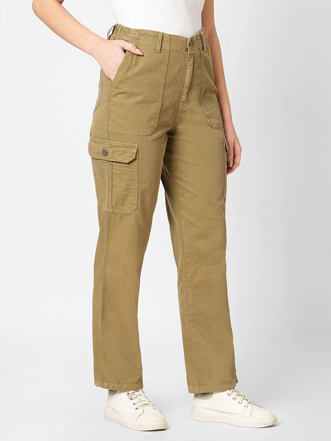 Women Olive High-Rise Cargo - Image 6