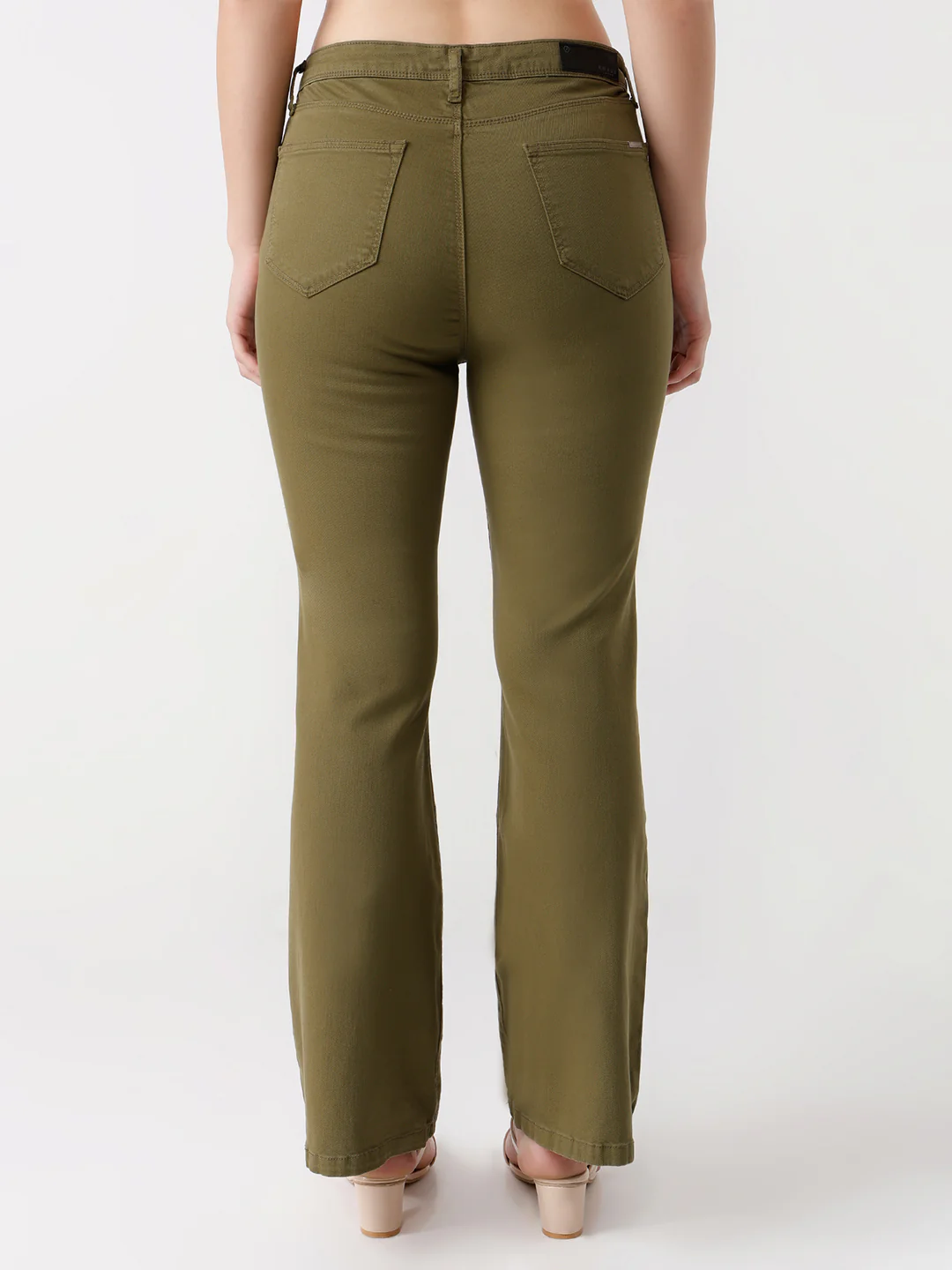Women Olive High-Rise Flare Jeans - Image 3