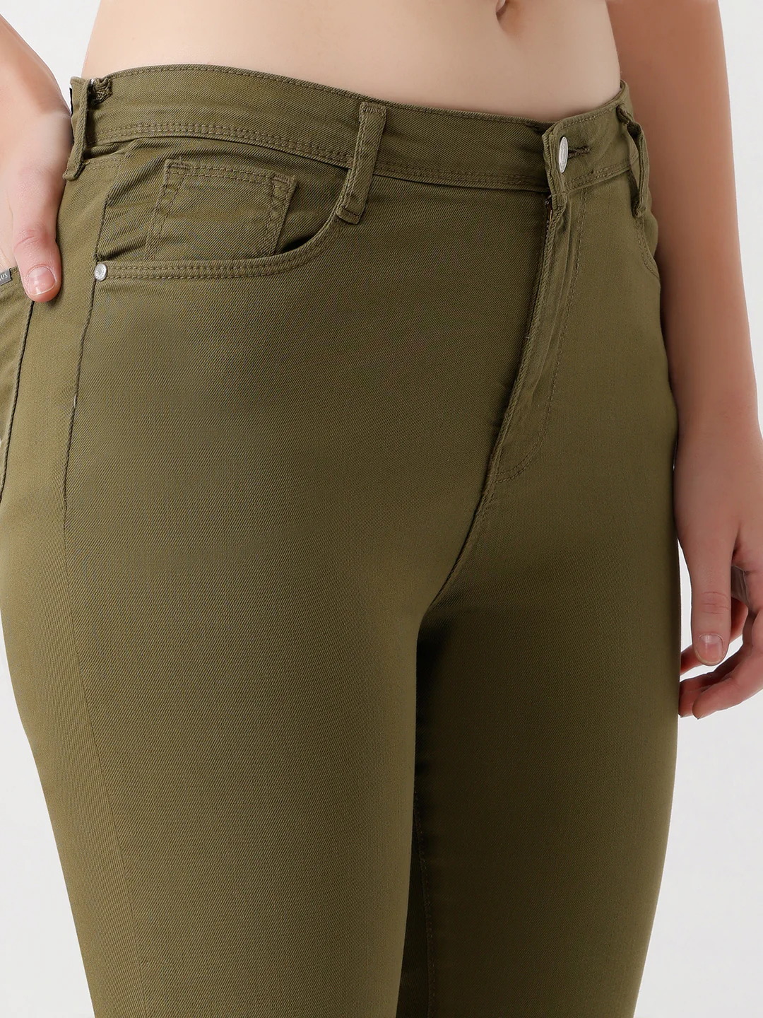 Women Olive High-Rise Flare Jeans - Image 4