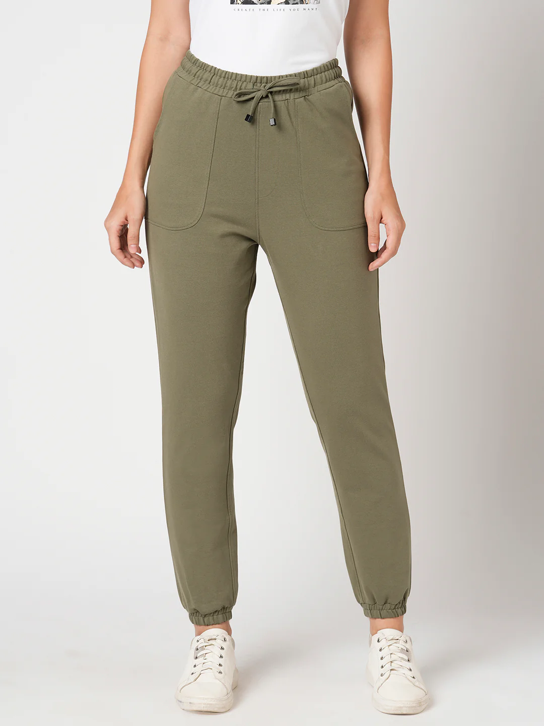 Women Olive High-Rise Joggers - Image 2