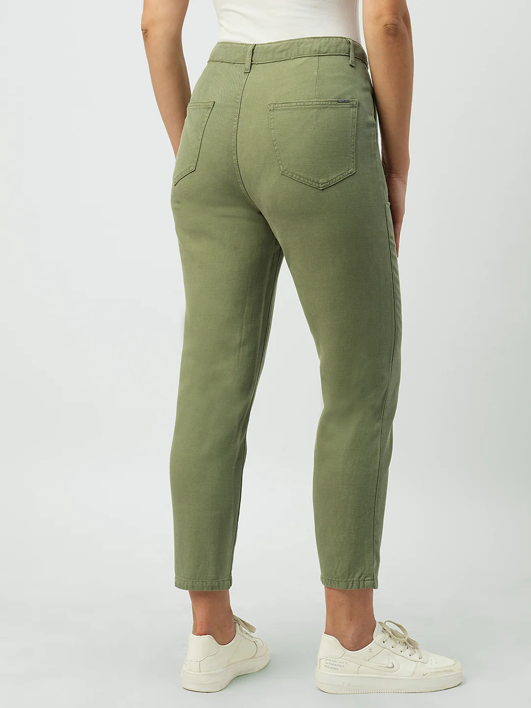 Women Olive High-Rise Loose Straight Jeans - Image 3