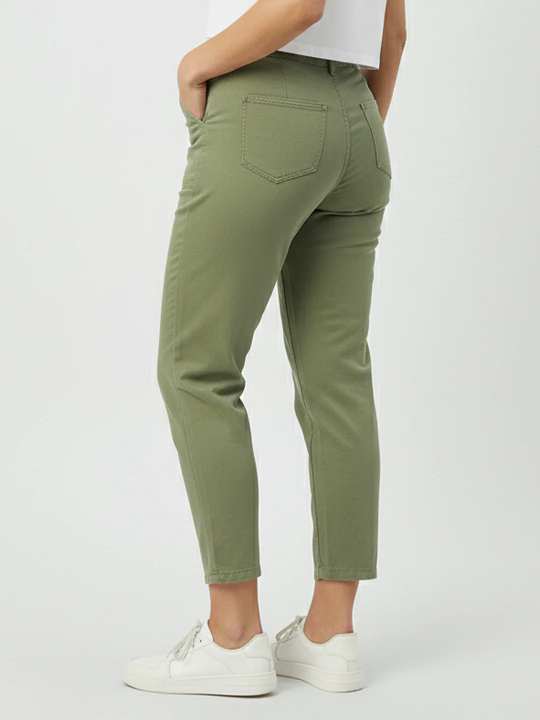 Women Olive High-Rise Loose Straight Jeans - Image 3