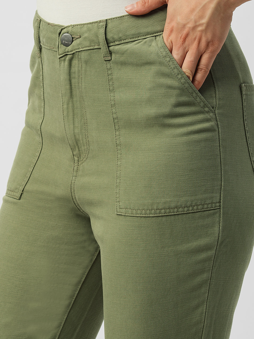 Women Olive High-Rise Loose Straight Jeans - Image 4