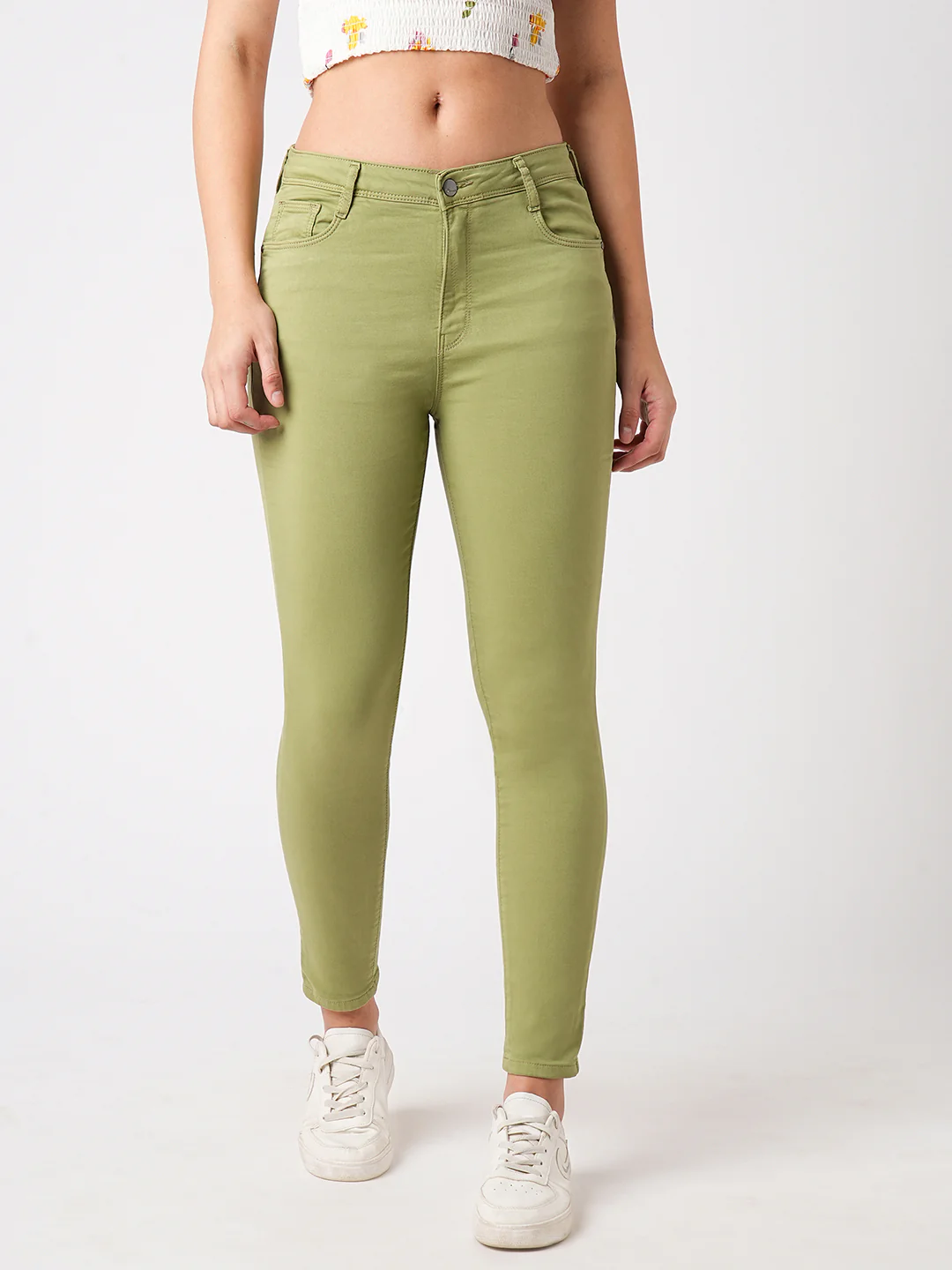 Women Olive High-Rise Skinny Jeans - Image 2