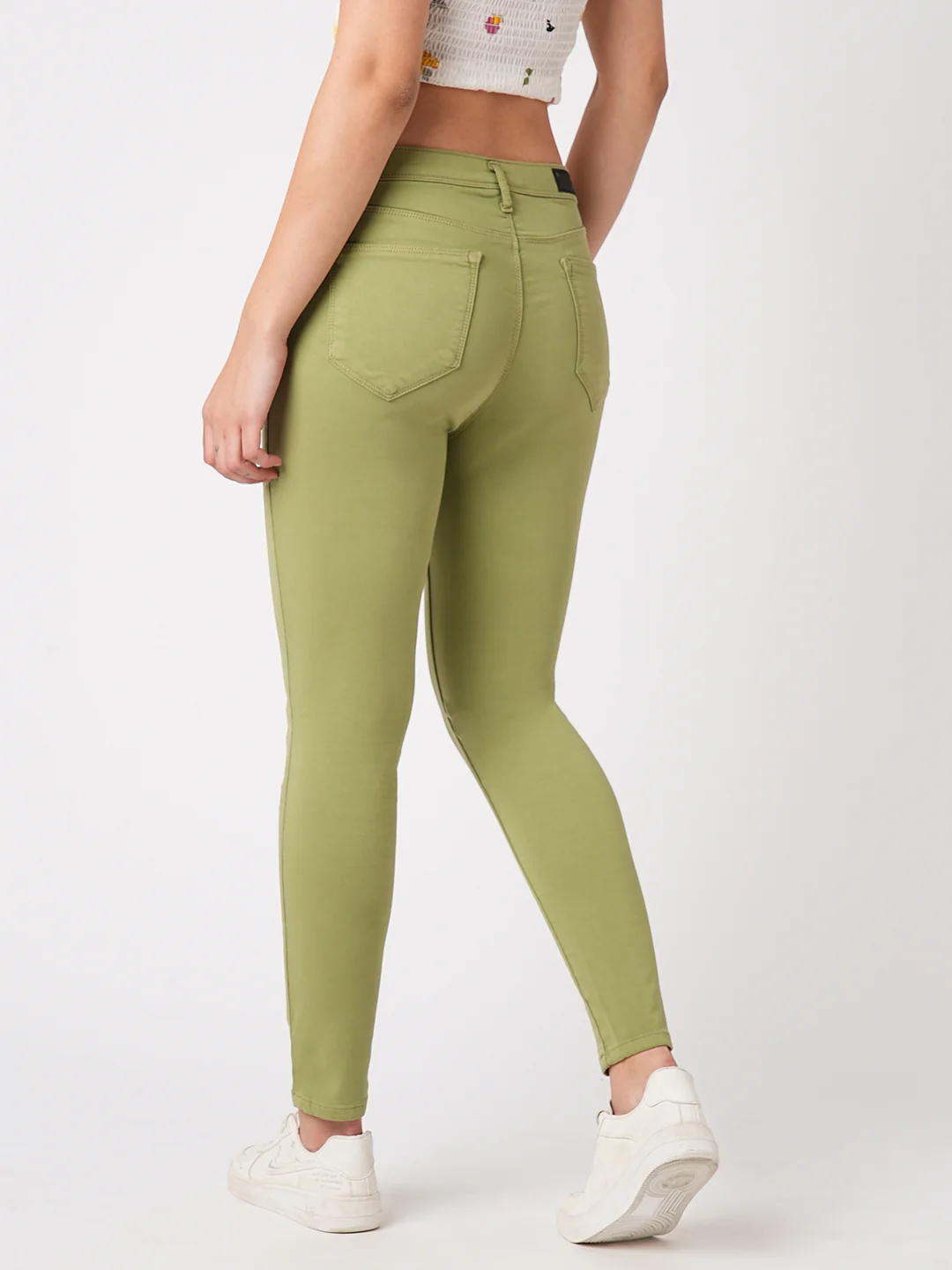 Women Olive High-Rise Skinny Jeans - Image 3