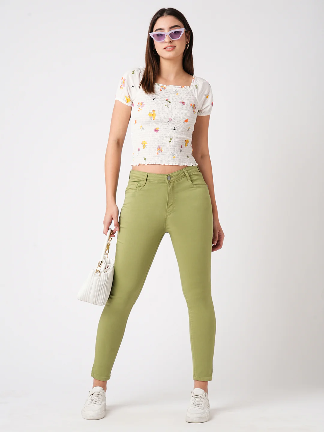 Women Olive High-Rise Skinny Jeans - Image 4