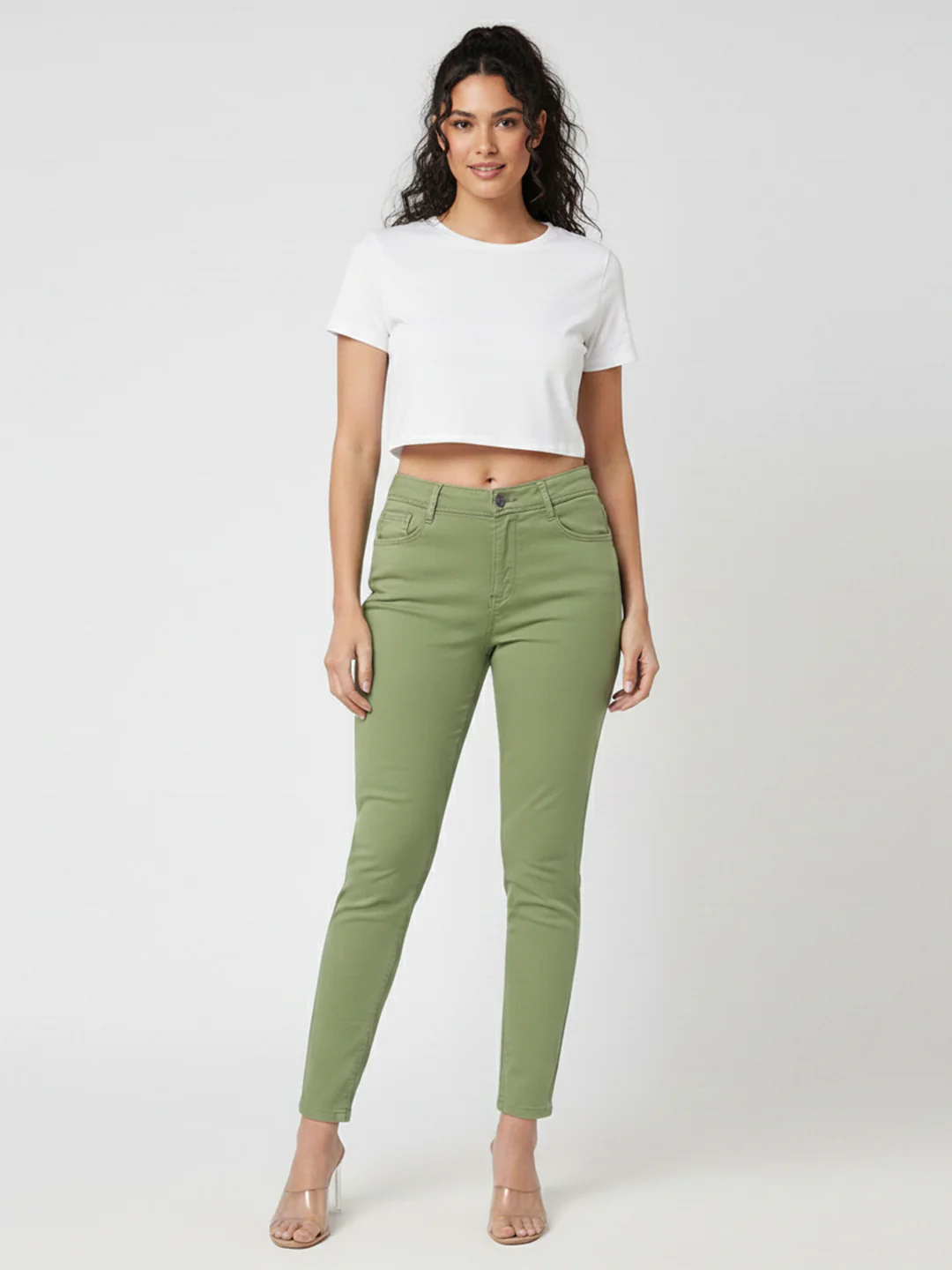 Women Olive High-Rise Skinny Jeans