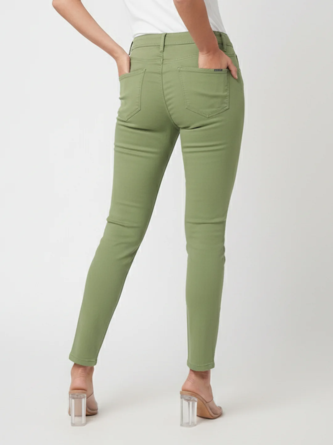 Women Olive High-Rise Skinny Jeans - Image 3