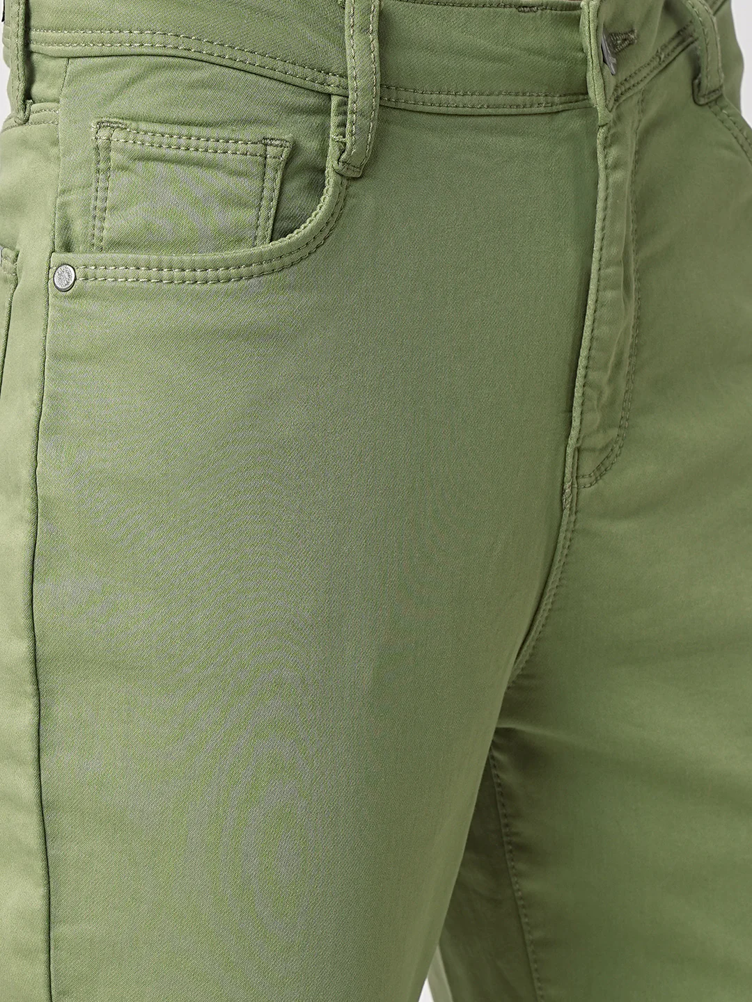 Women Olive High-Rise Skinny Jeans - Image 4