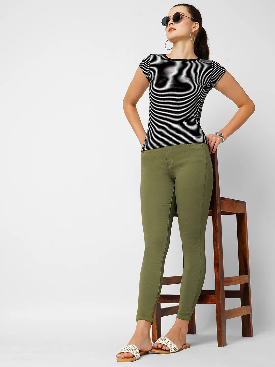 Women Olive High-Rise Skinny Jeans