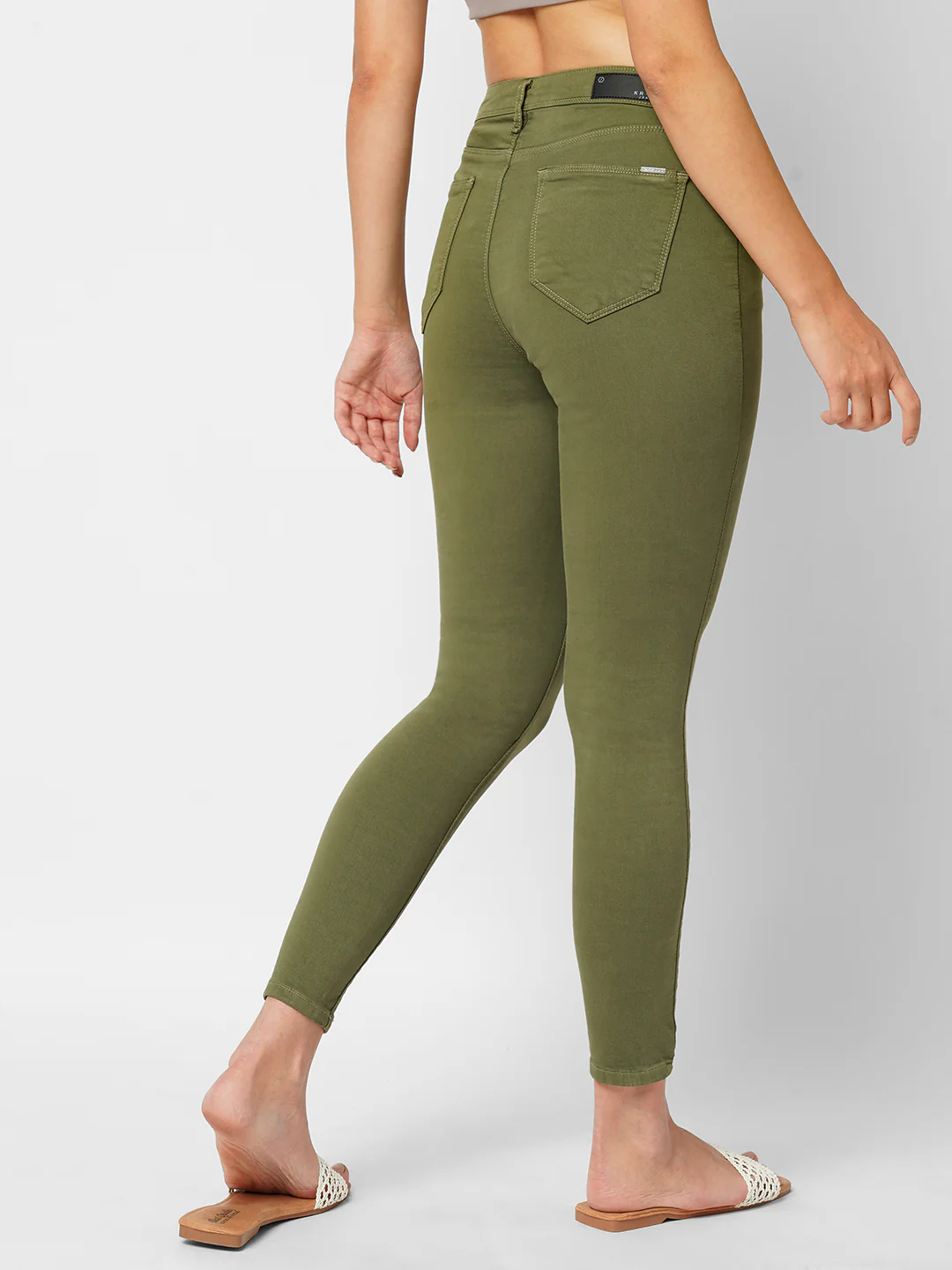 Women Olive High-Rise Skinny Jeans - Image 3