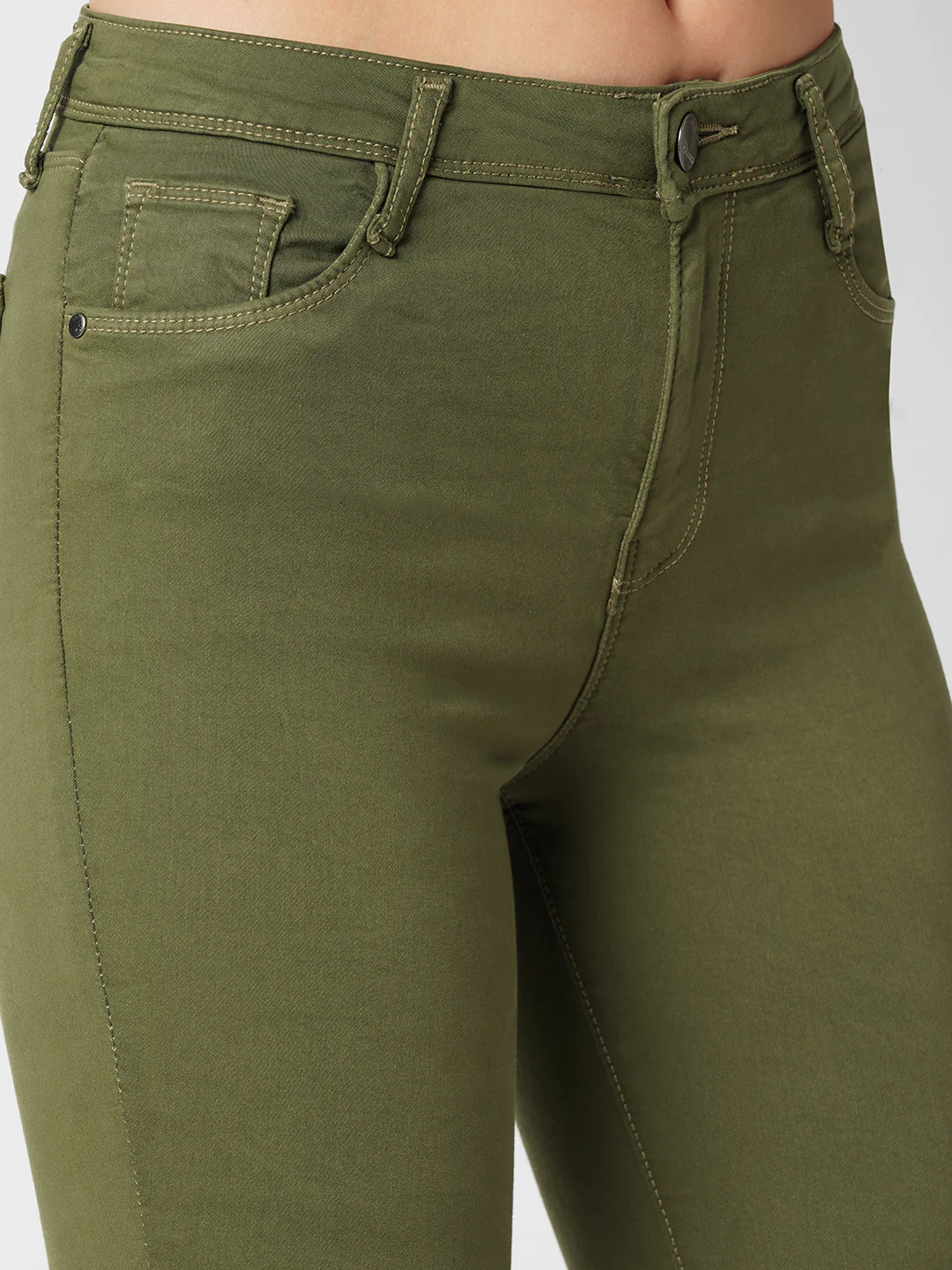Women Olive High-Rise Skinny Jeans - Image 5