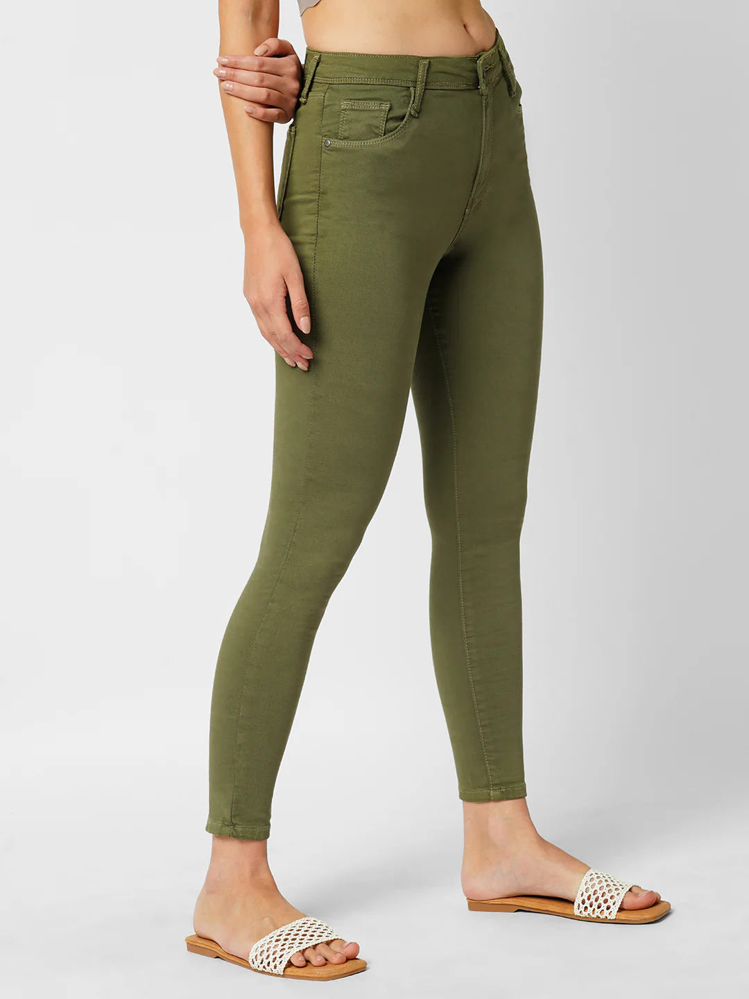 Women Olive High-Rise Skinny Jeans - Image 6