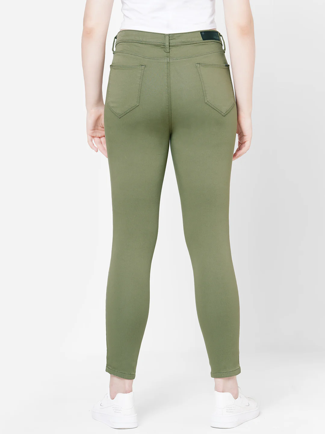 Women Olive High-Rise Skinny Jeans - Image 3