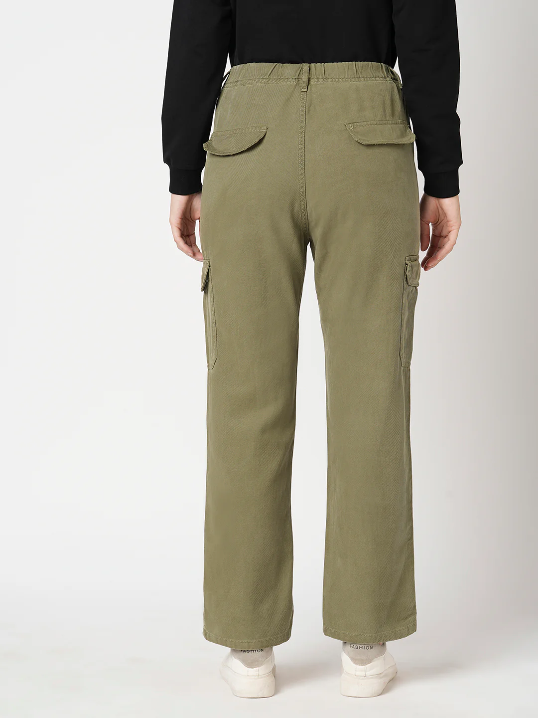 Women Olive Mid-Rise Cargo - Image 4