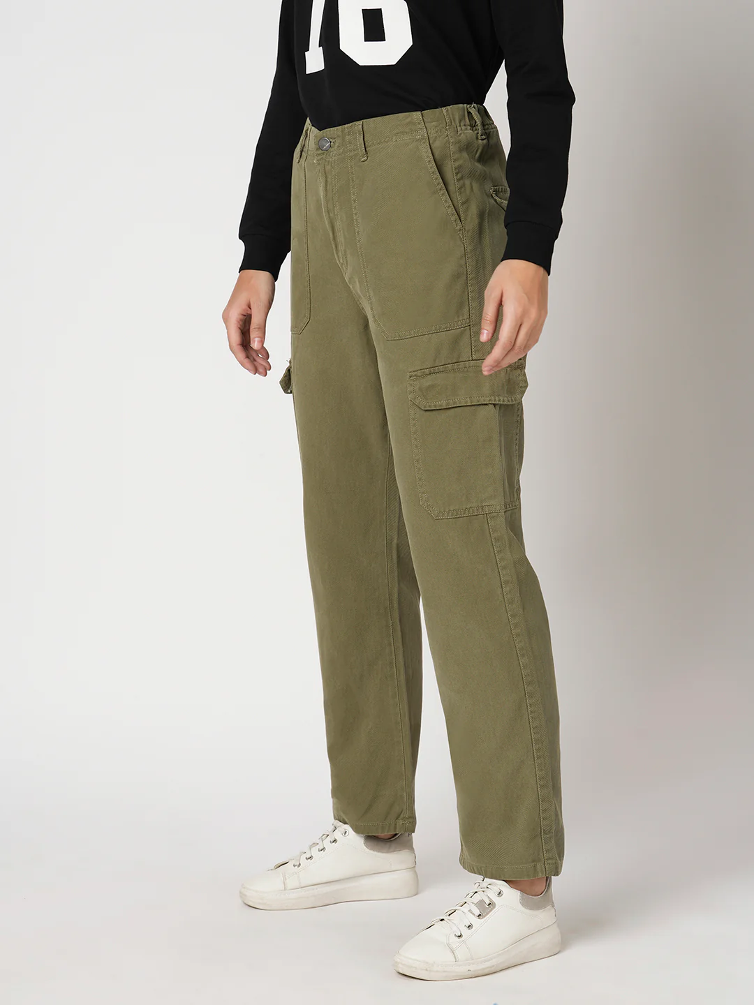 Women Olive Mid-Rise Cargo - Image 5