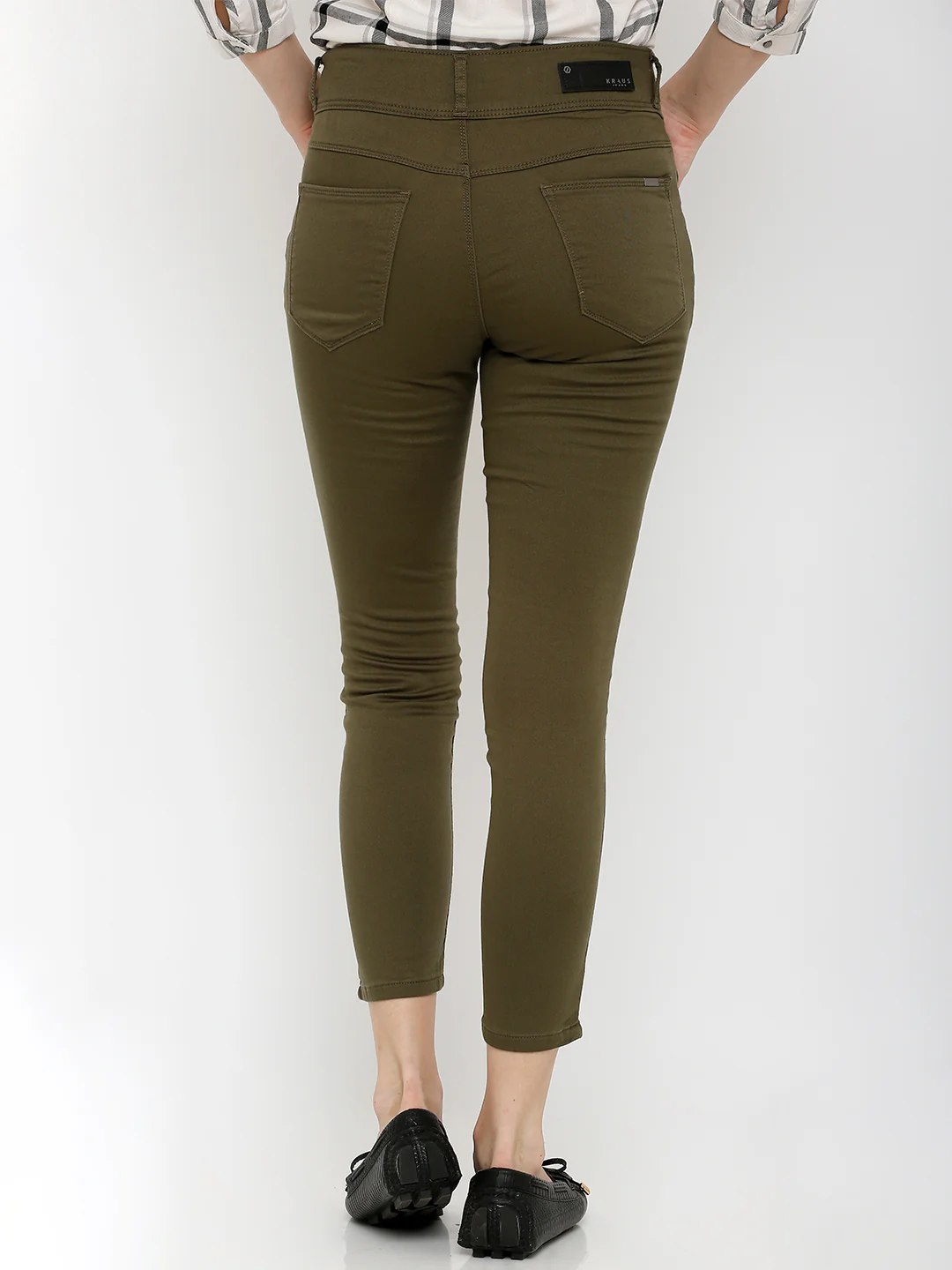 Women Olive Mid-Rise Crop Length Skinny Jeans - Image 3