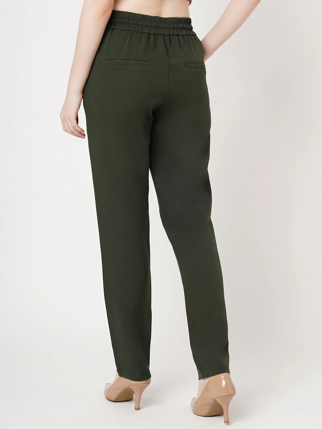 Women Olive Mid-Rise Trouser - Image 3