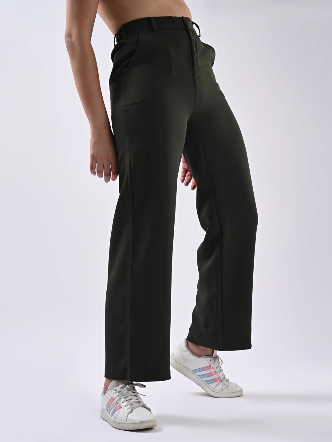 Women Olive Mid-Rise Trouser - Image 4
